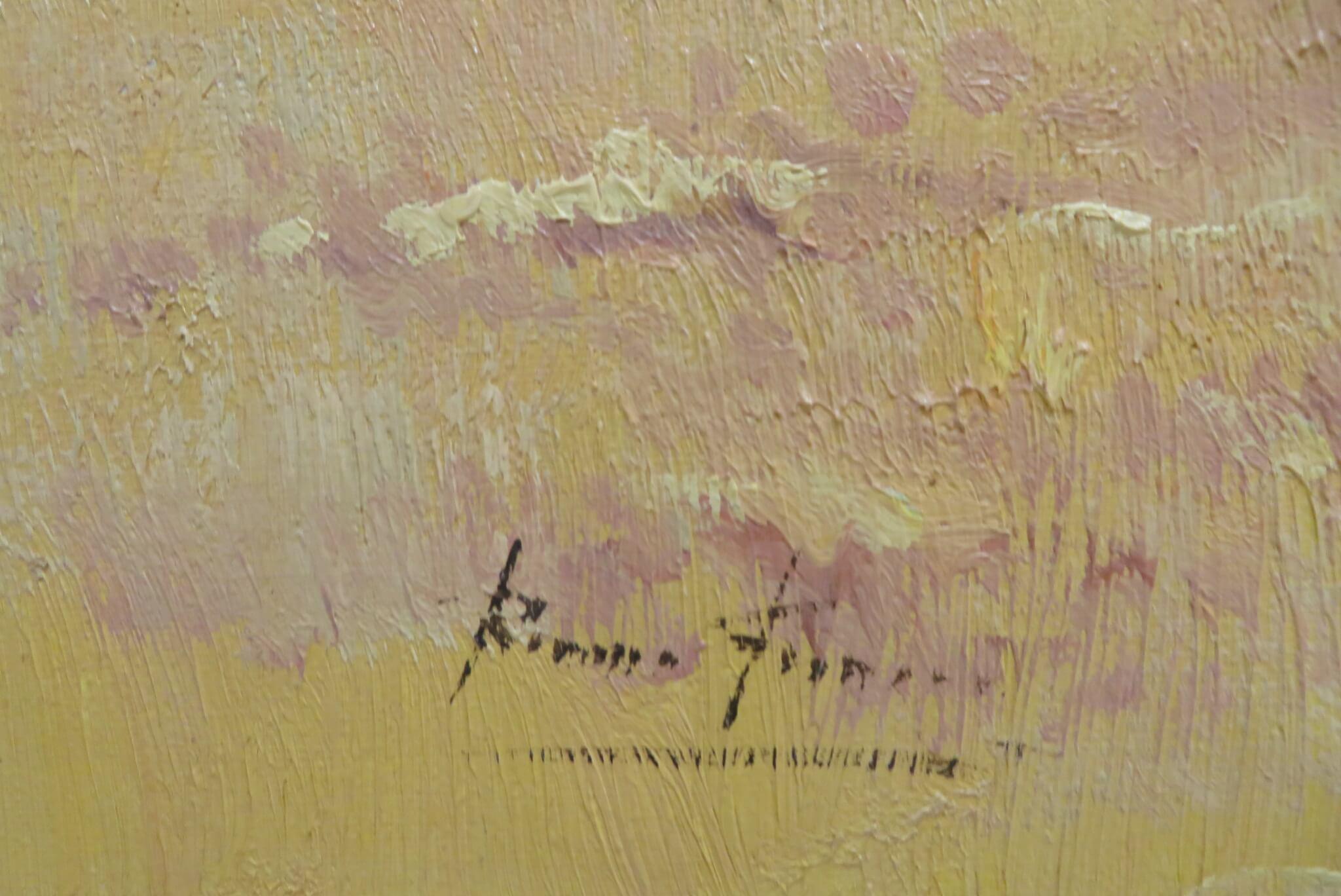 Undeutlich signiert 20. Jahrhundert SPANIEN Impressionist Ölgemälde WHEAT FIELDS im Angebot 1