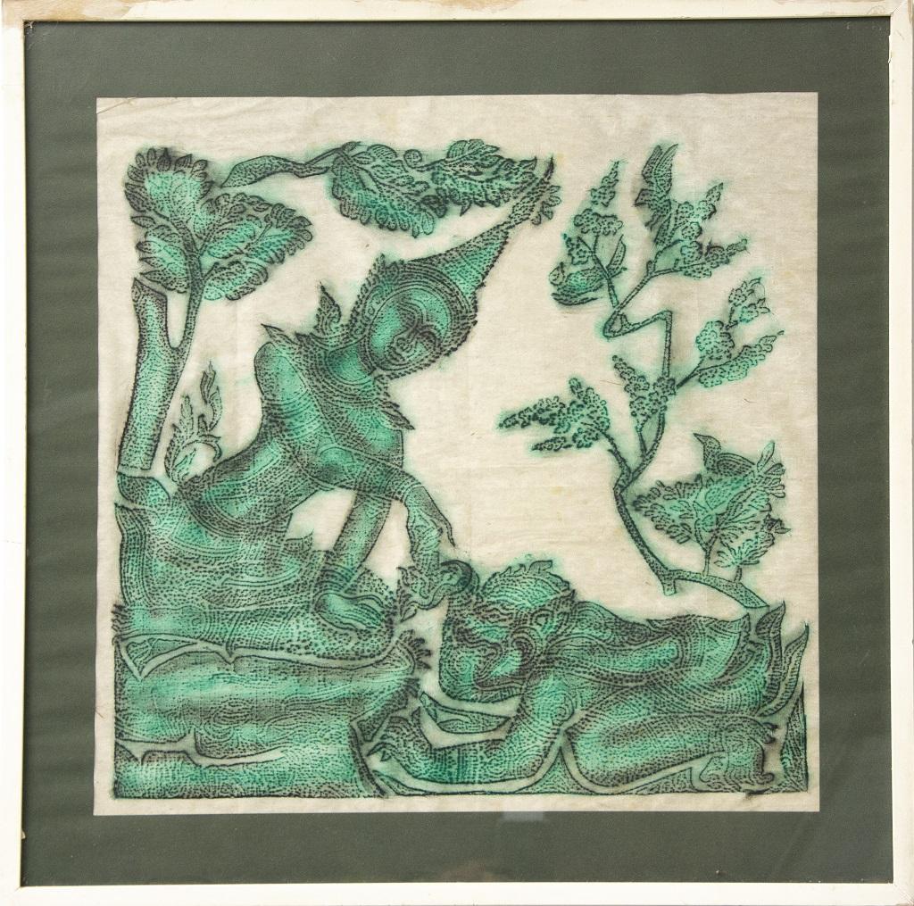 Figurative Painting de Unknown - Atmósfera indonesia - Batik original - Años 70