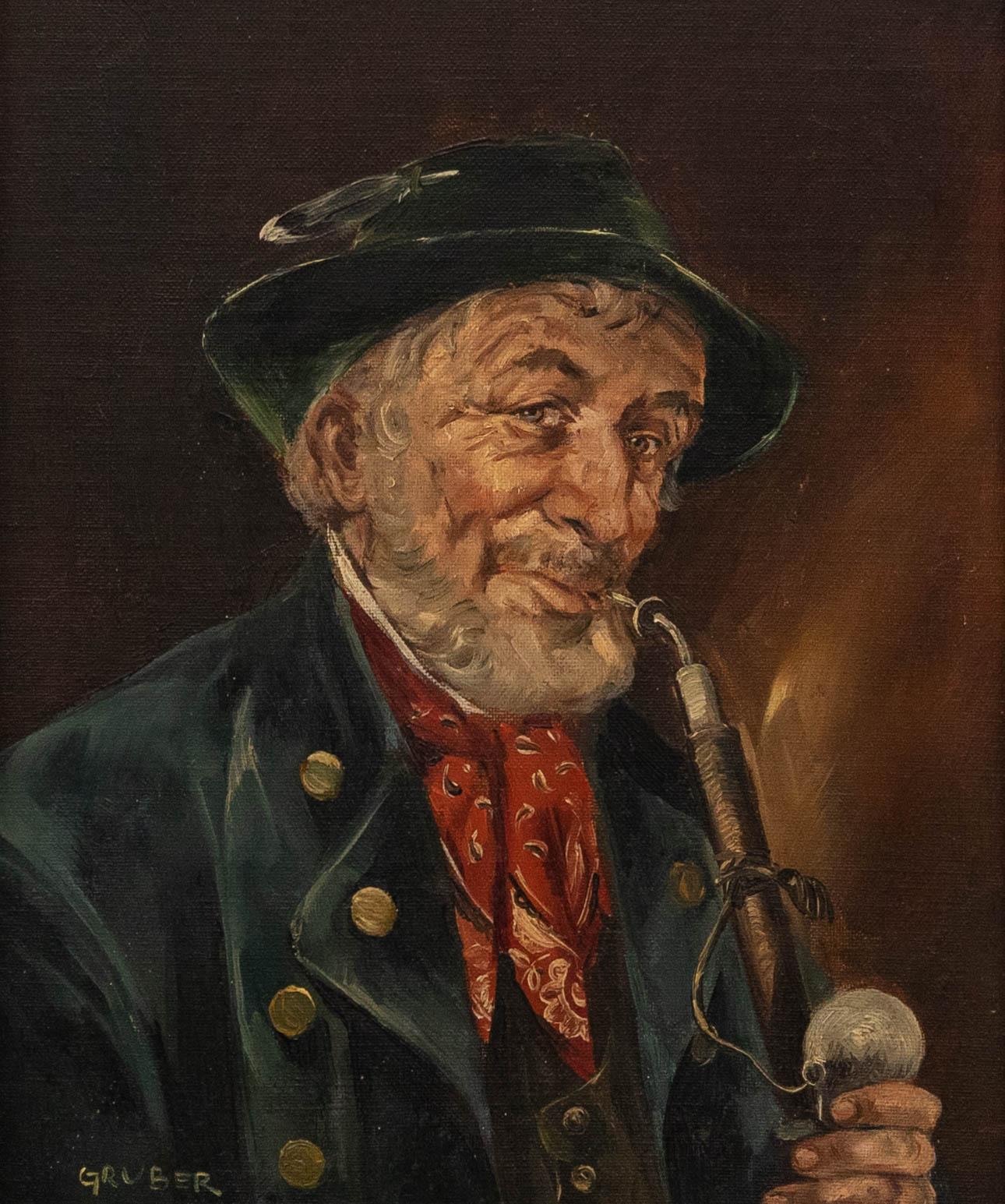 Inge Gruber - Framed 20th Century Oil, Portrait of a Bavarian Gentleman - Painting by Unknown