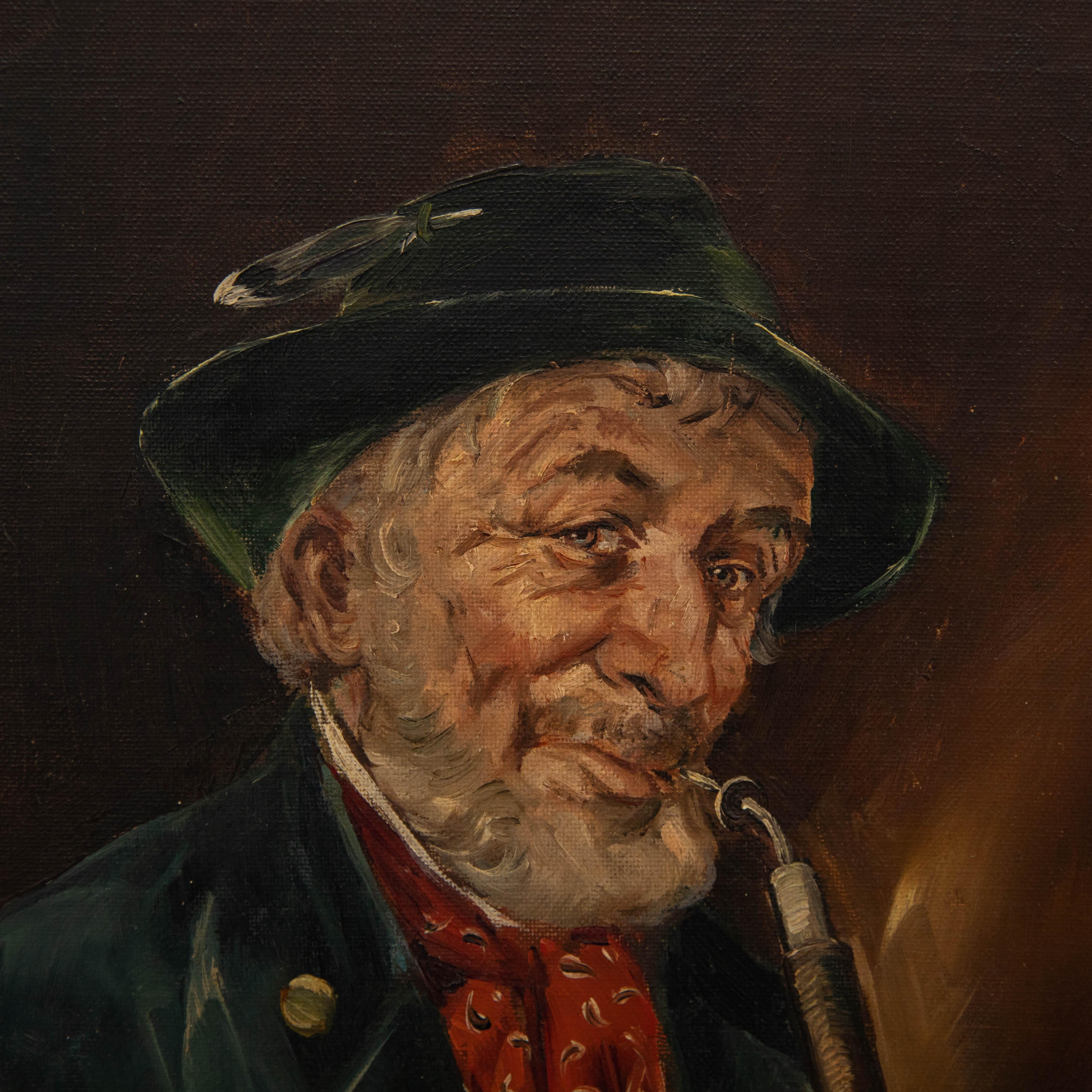 Inge Gruber - Framed 20th Century Oil, Portrait of a Bavarian Gentleman For Sale 1