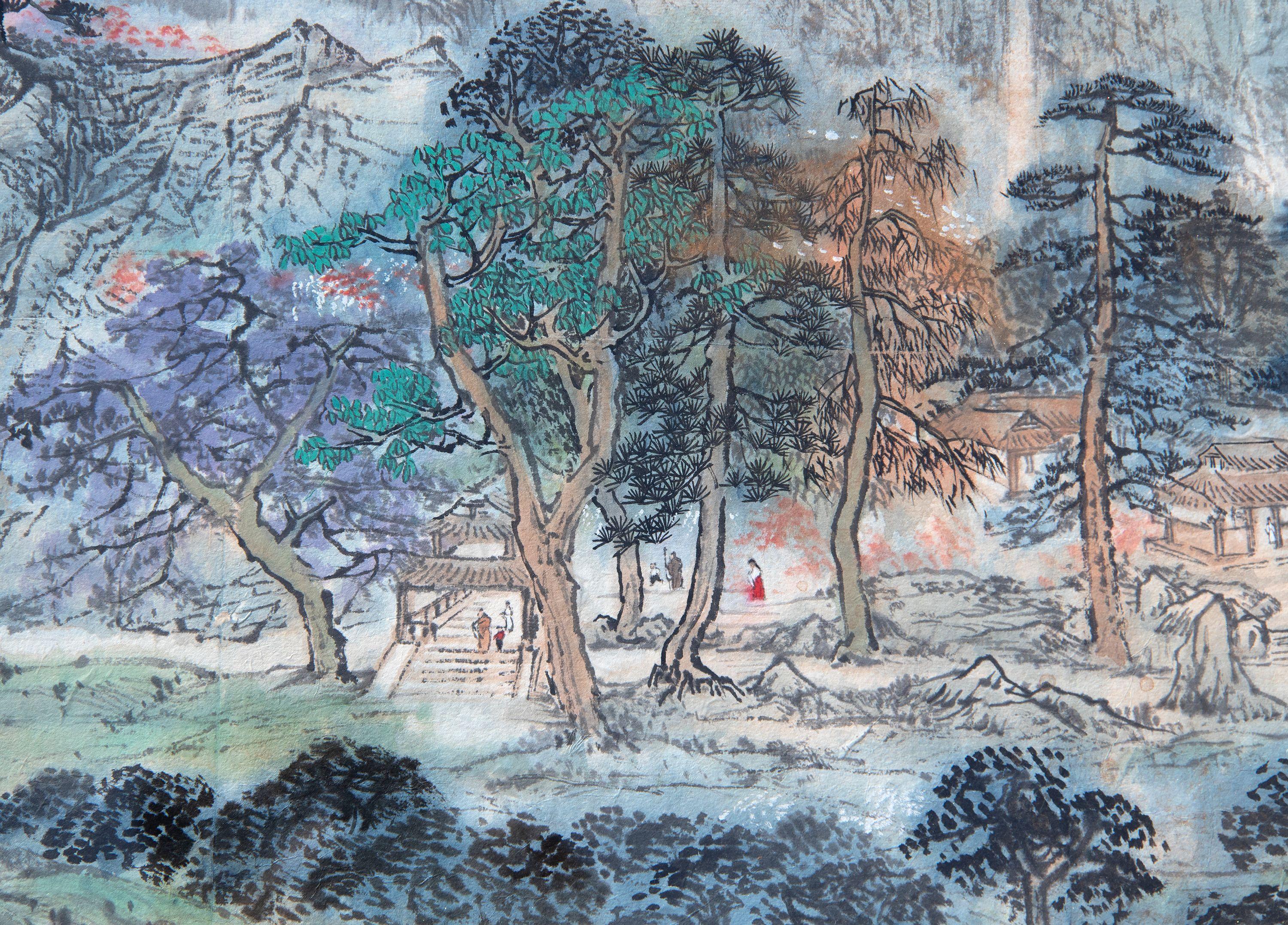 An ink painting on paper by an unknown Chinese artist. 
