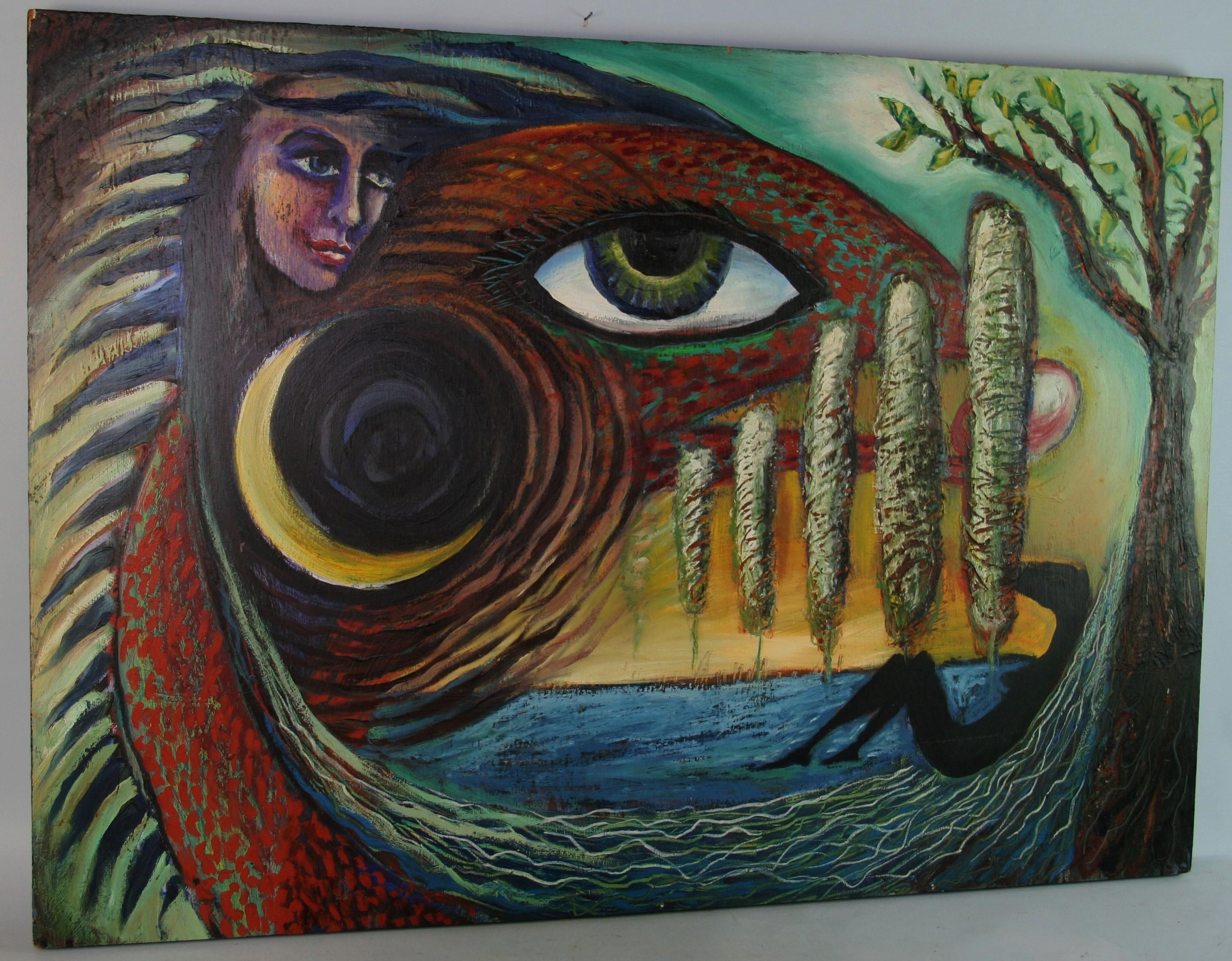 Figurative Painting di Unknown - "Inseption" The all Seeing Eye (L'occhio che vede) Quadro ad olio in grande scala di Allison Kandis 95