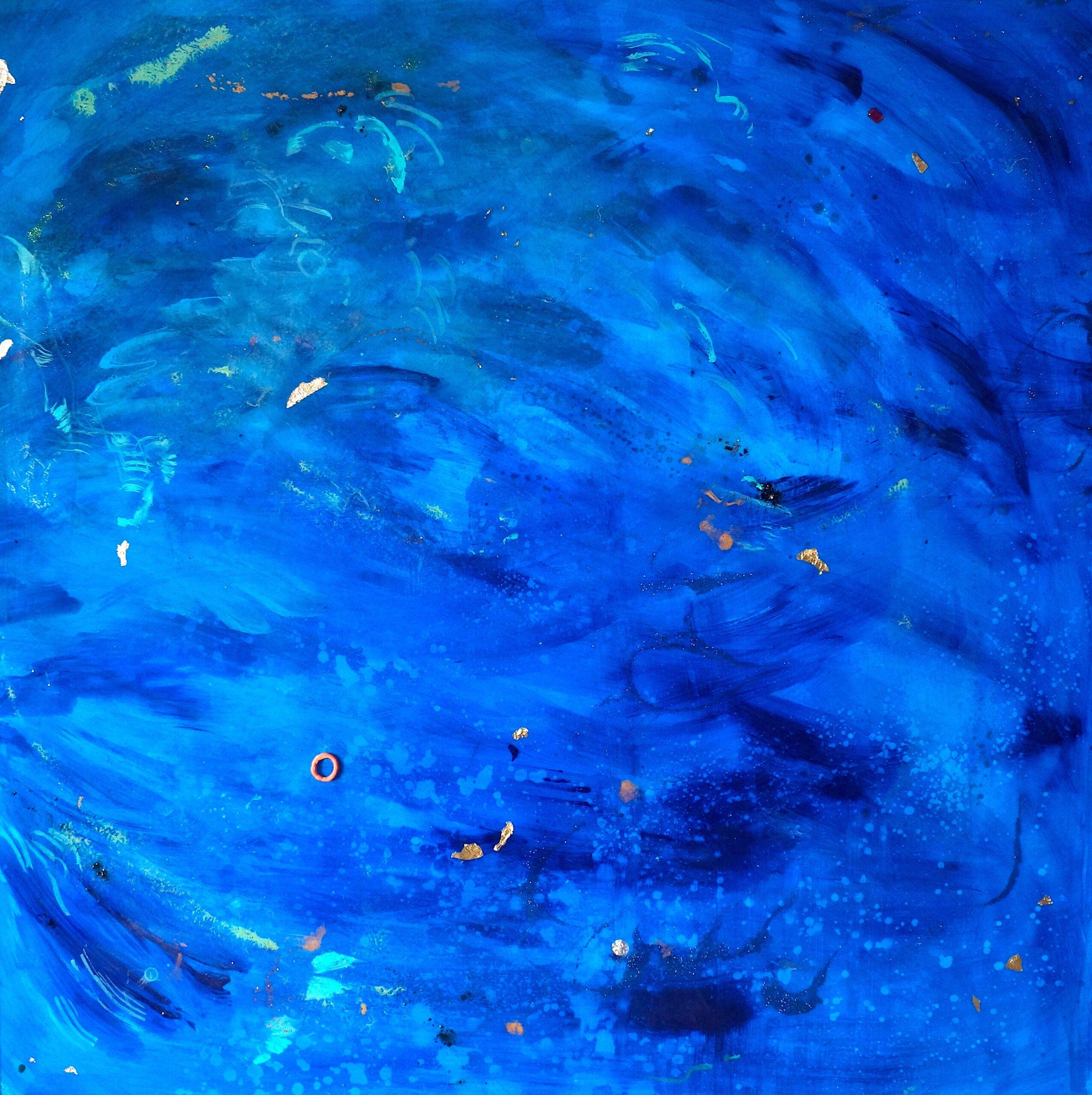 Intense blue bright space by Carolina Amigó - Painting by Unknown