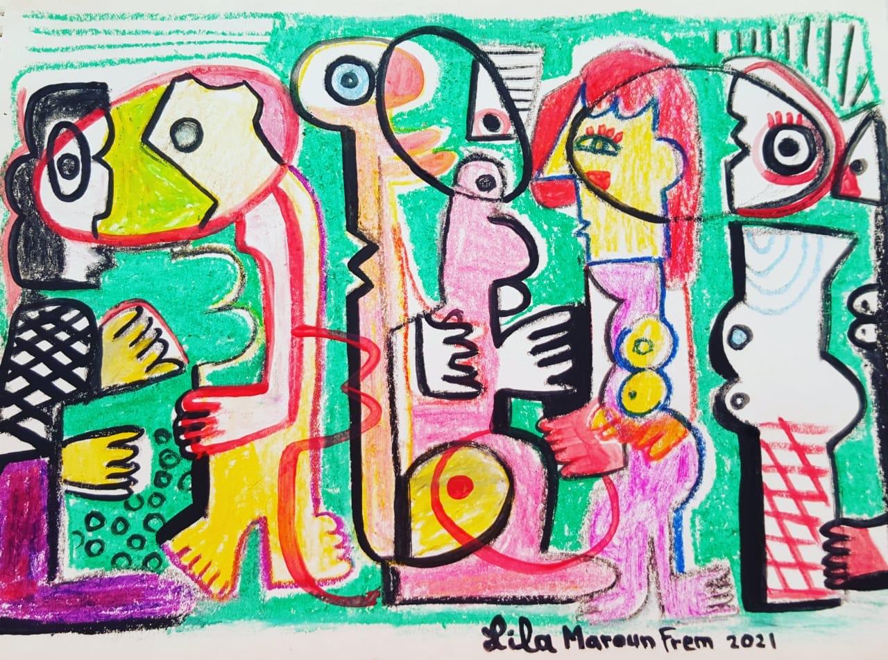 Interaction by Liliane Maroun Frem - Painting by Unknown