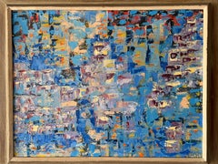 Intéressante peinture abstraite avec cadre original vers 1950