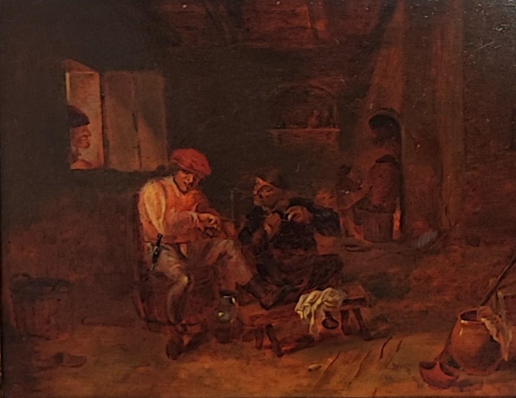 Unknown Figurative Painting - Interior and pipe smoker