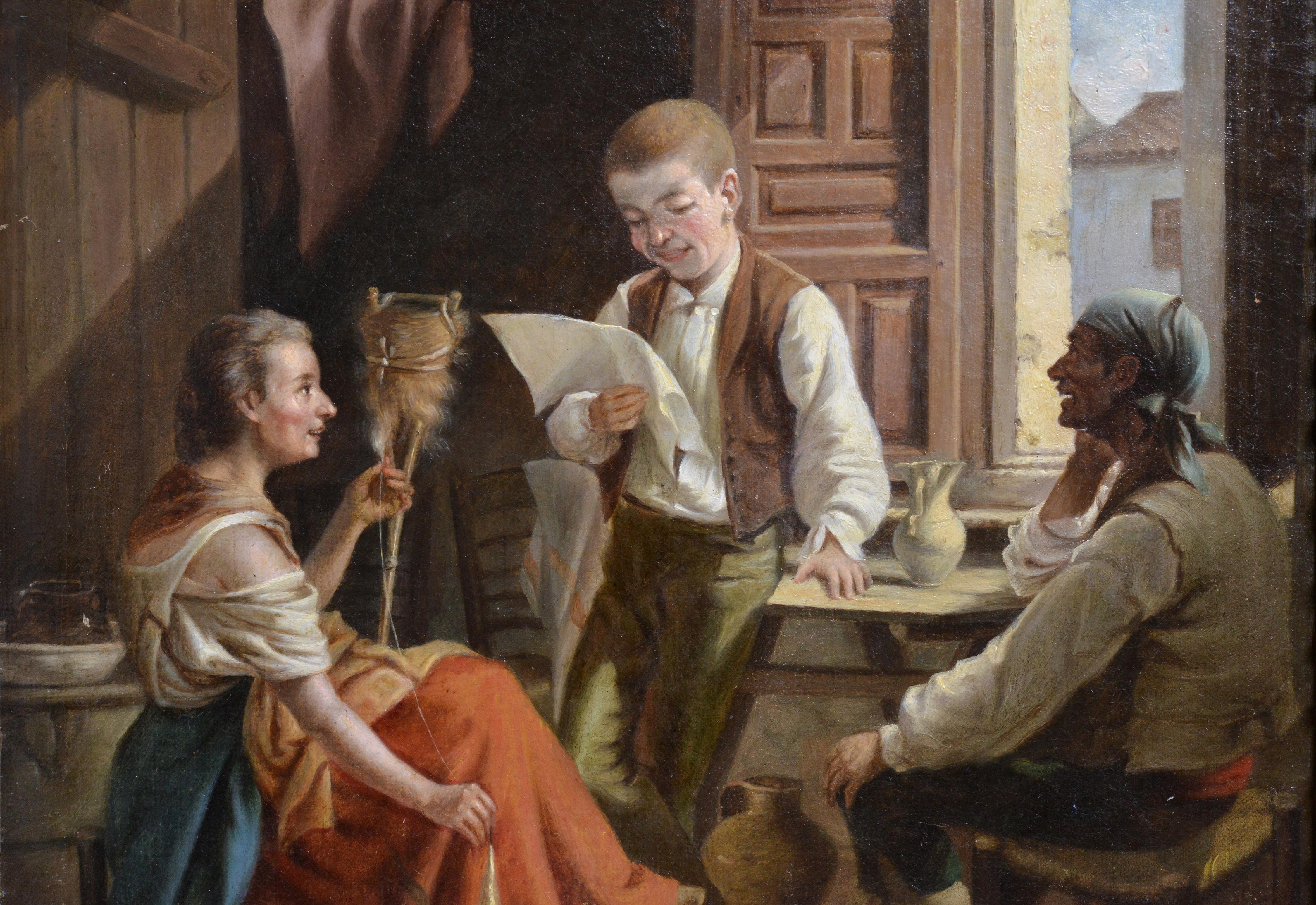Genre-Szene Lese des frühen 20. Jahrhunderts, gut gerahmtes Ölgemälde  (Realismus), Painting, von Unknown