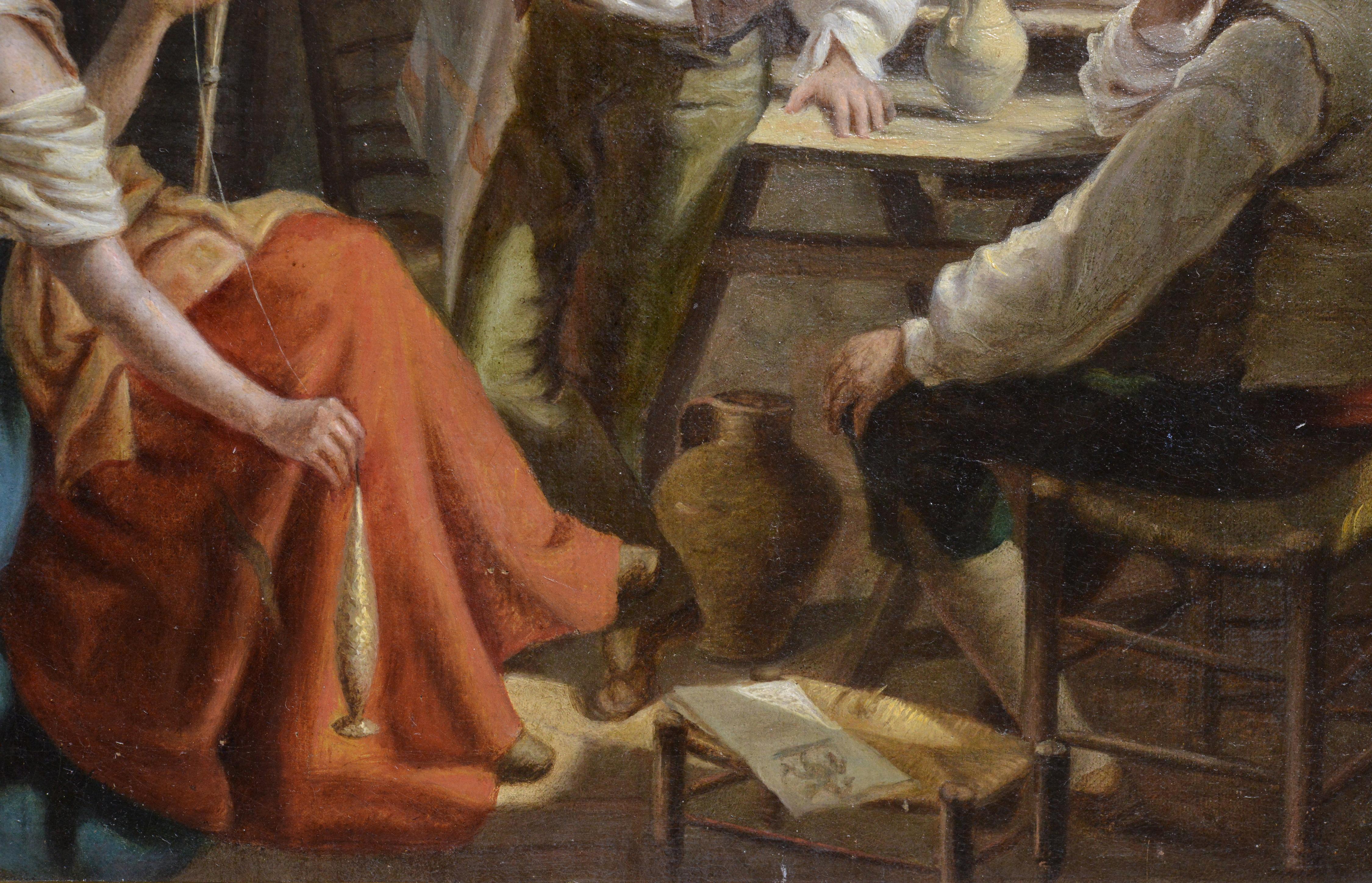 Genre-Szene Lese des frühen 20. Jahrhunderts, gut gerahmtes Ölgemälde  (Braun), Interior Painting, von Unknown