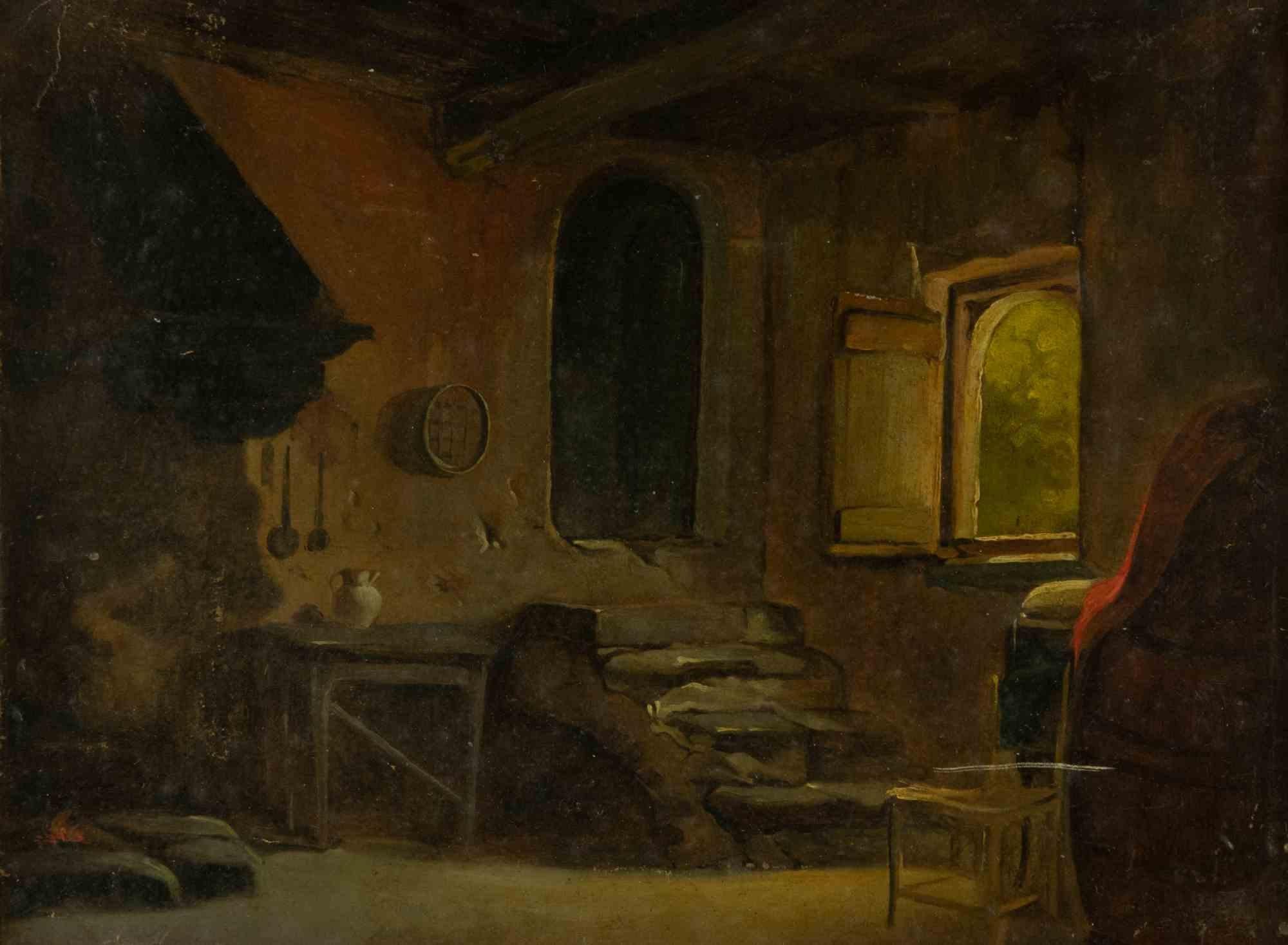 Unknown Interior Painting - Interior of a  House - Oil Paint - Late 19th Century