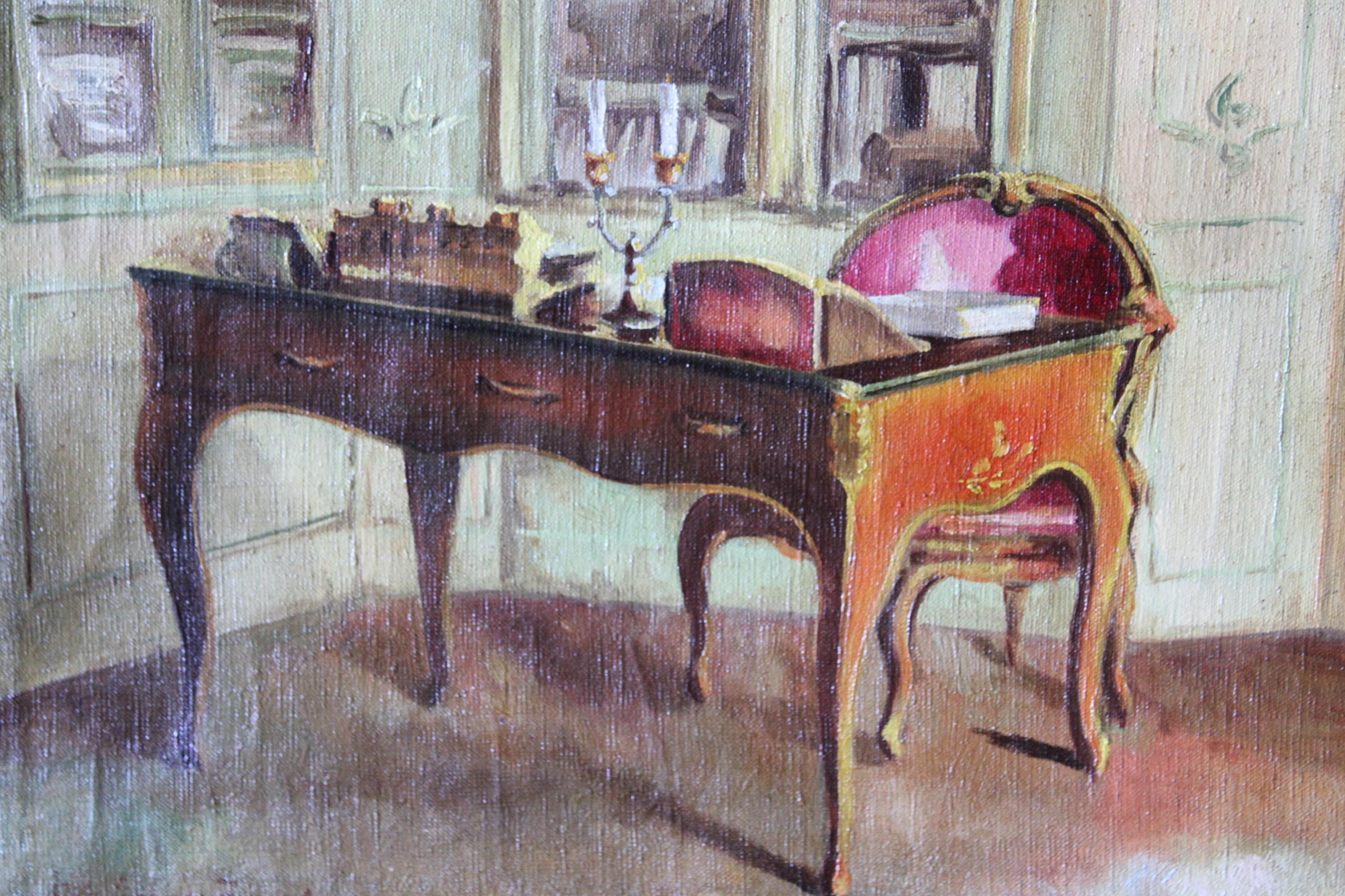 Interior oil painting of a Chateau 5
