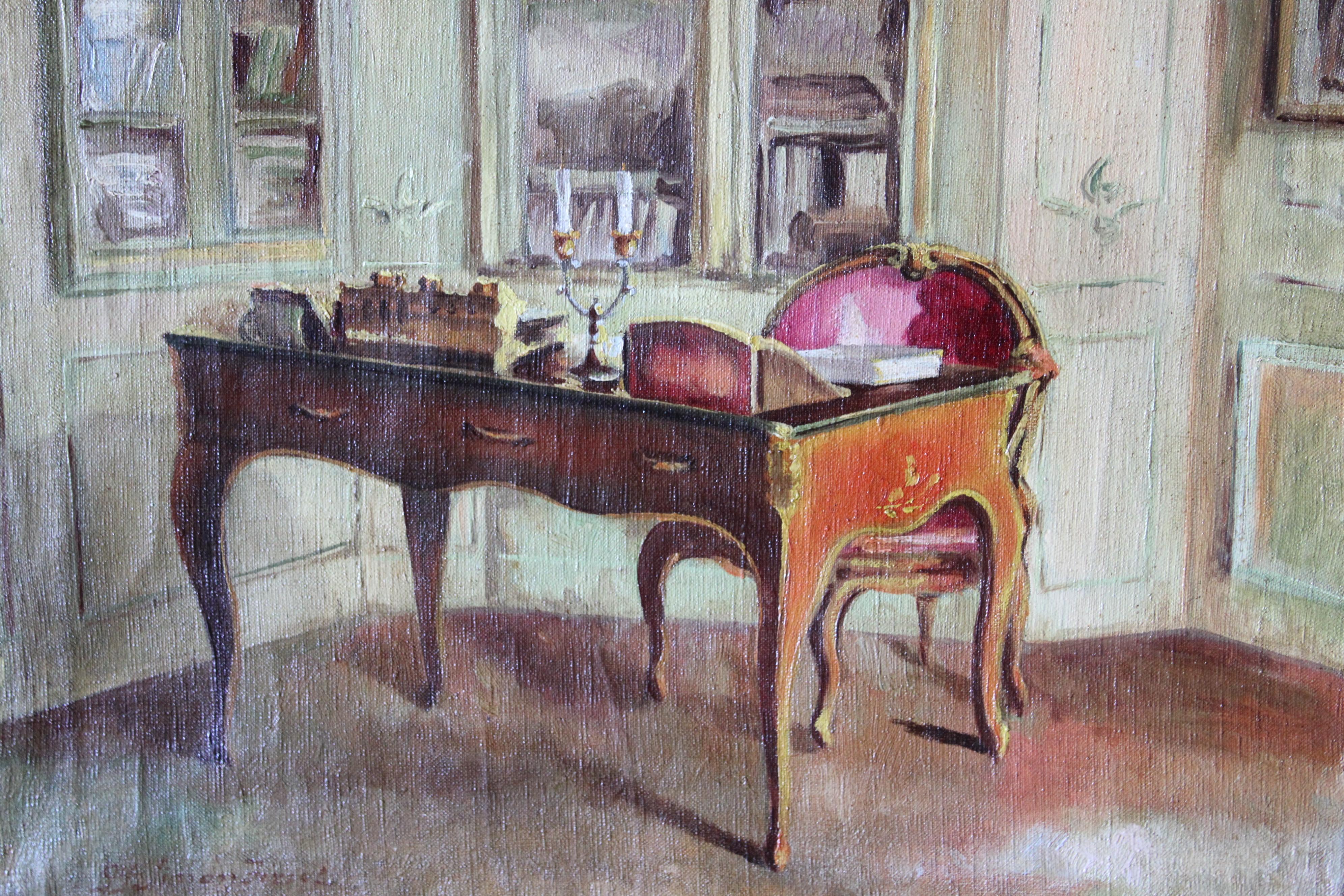 Interior oil painting of a Chateau 6