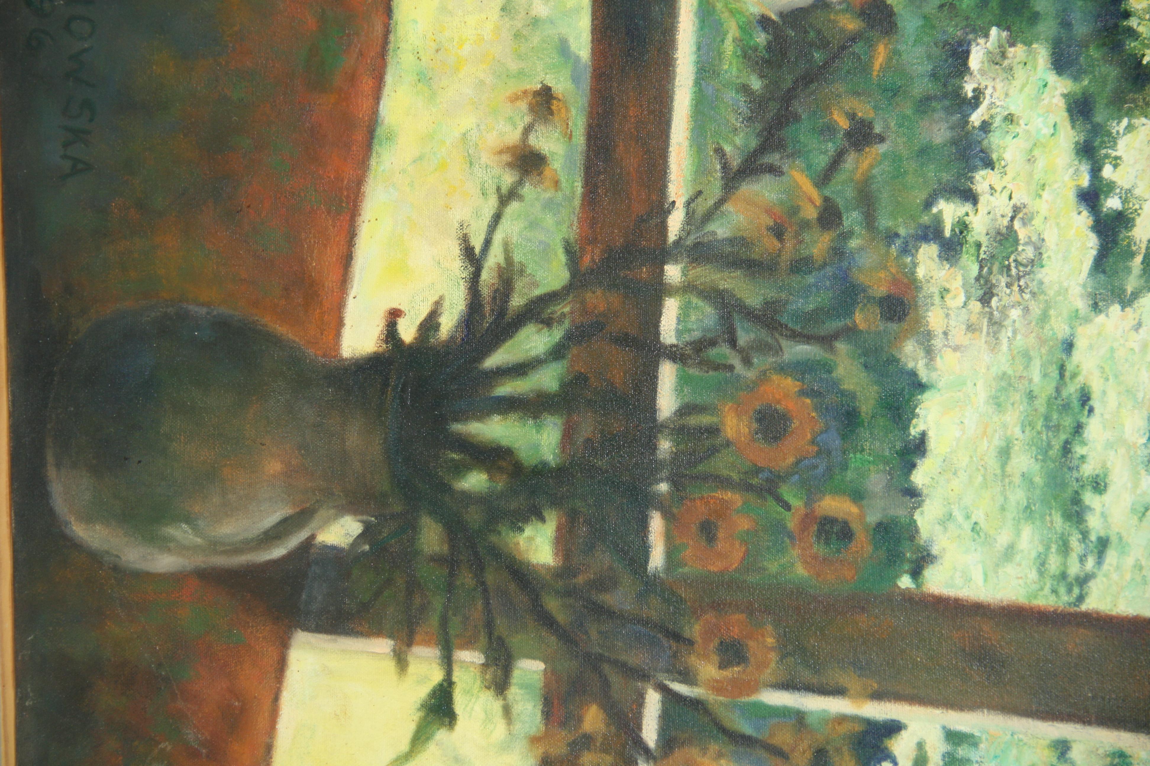 Innenansicht aus dem hinteren Fenster (Schwarz), Landscape Painting, von Unknown