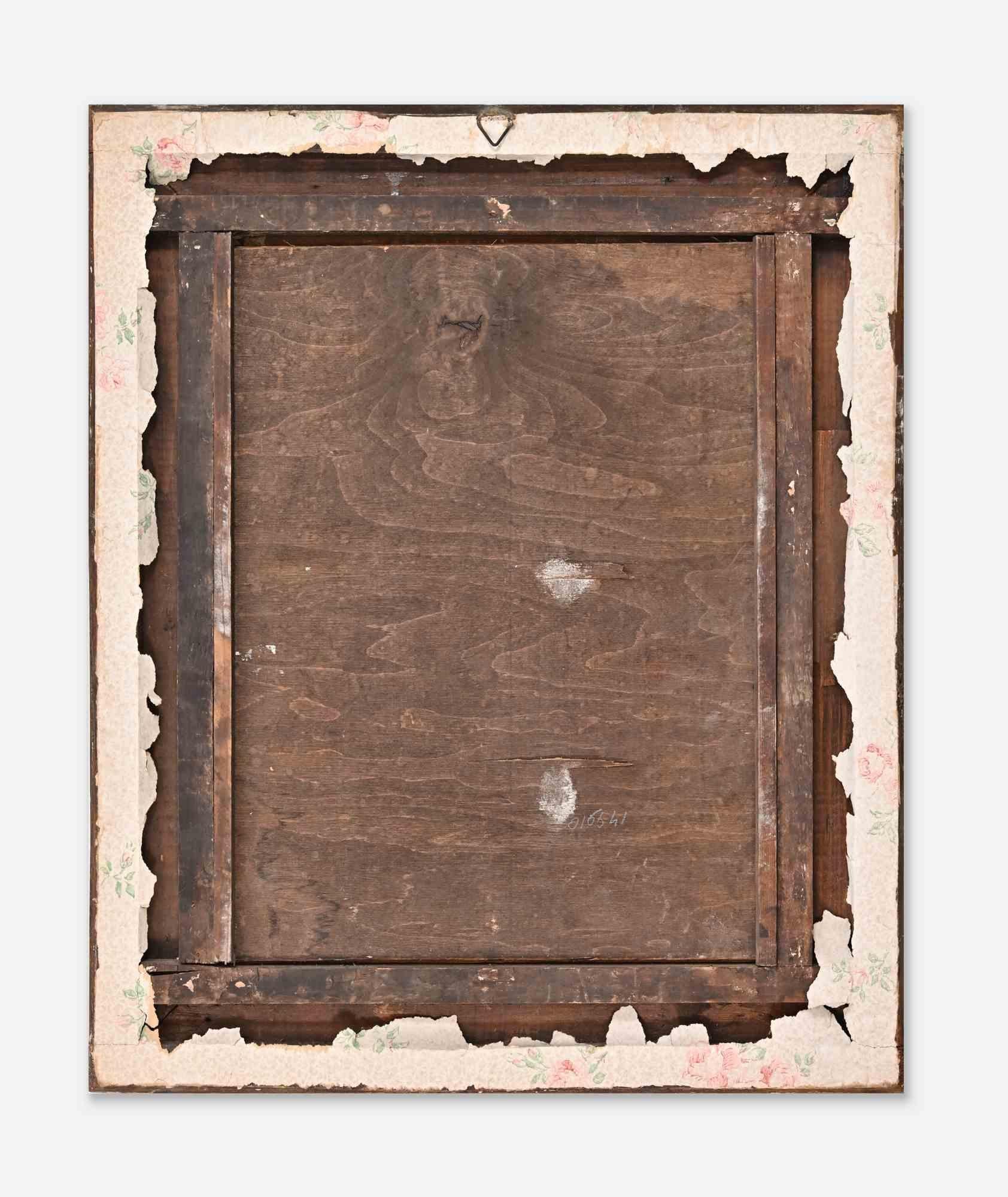 Interno con cinque bambini - Pittura a olio su tela - XIX secolo - Painting Moderno di Unknown