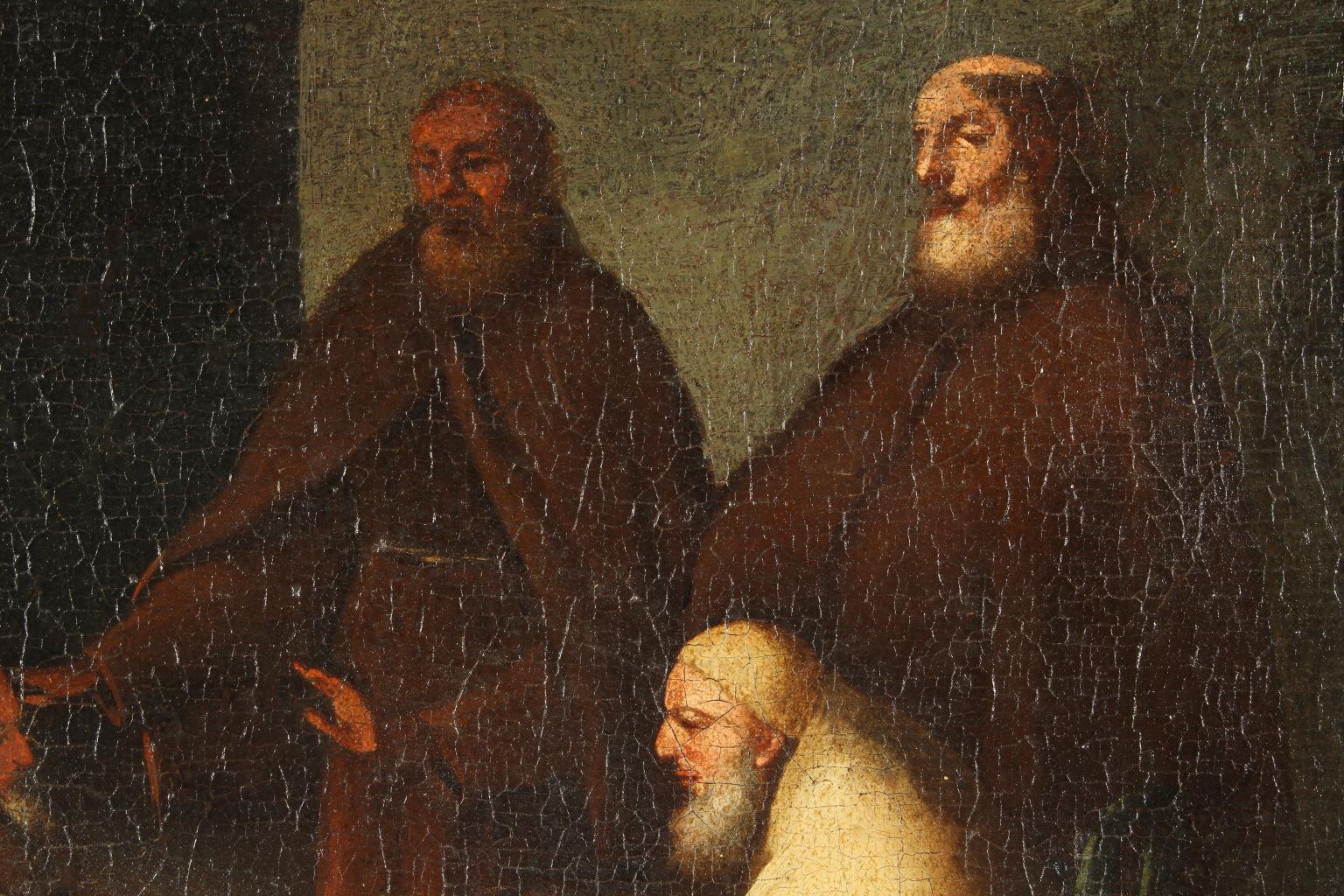interior with monks