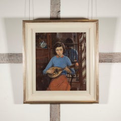 Interior with Young Girl, Oil on Canvas by Ernest Herbert Whydale