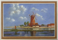 Irene Prentice - Framed 1931 Oil, Dutch Windmill Scene