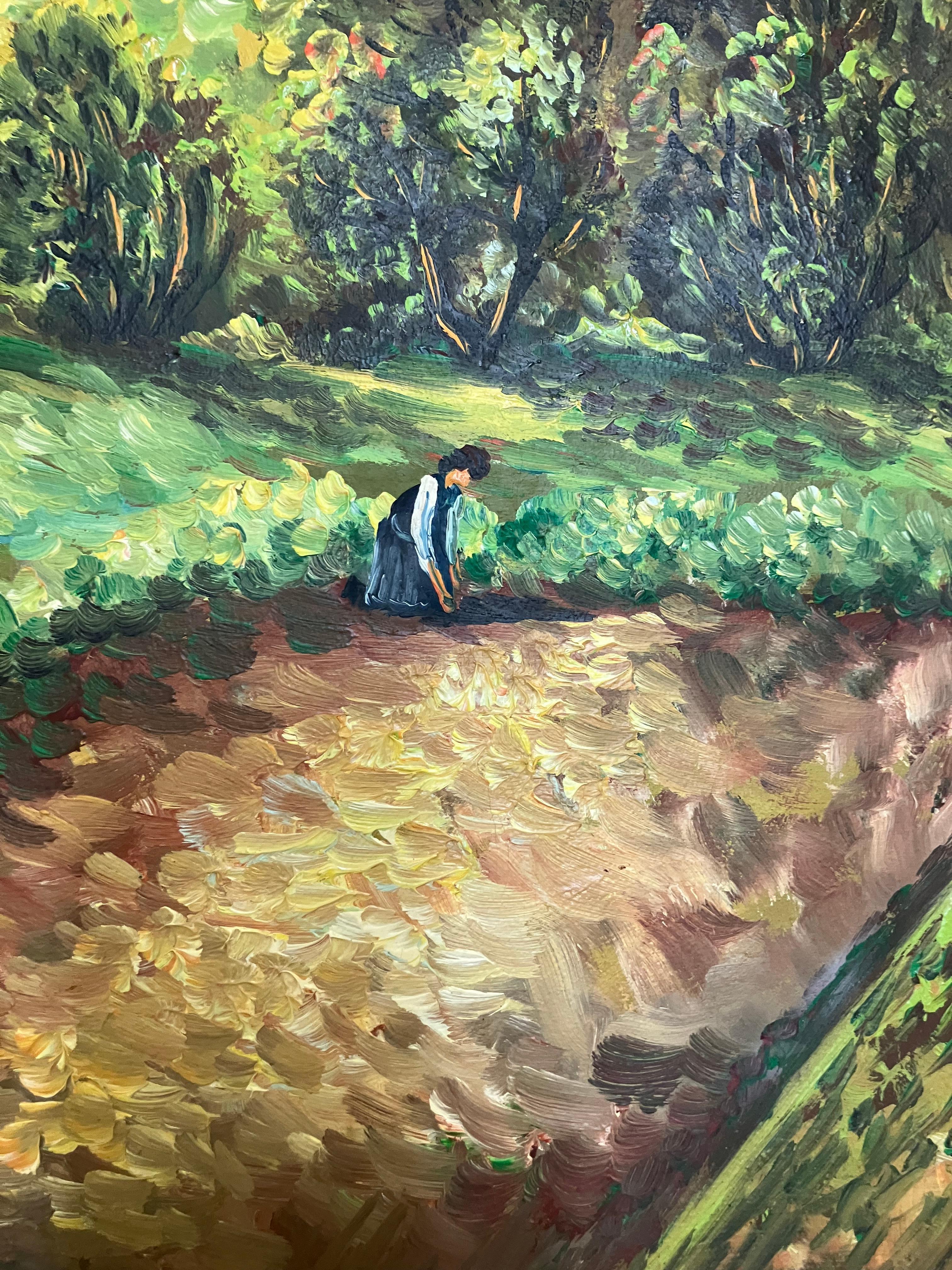 Kibboutz israélien - Post-impressionnisme Painting par Unknown