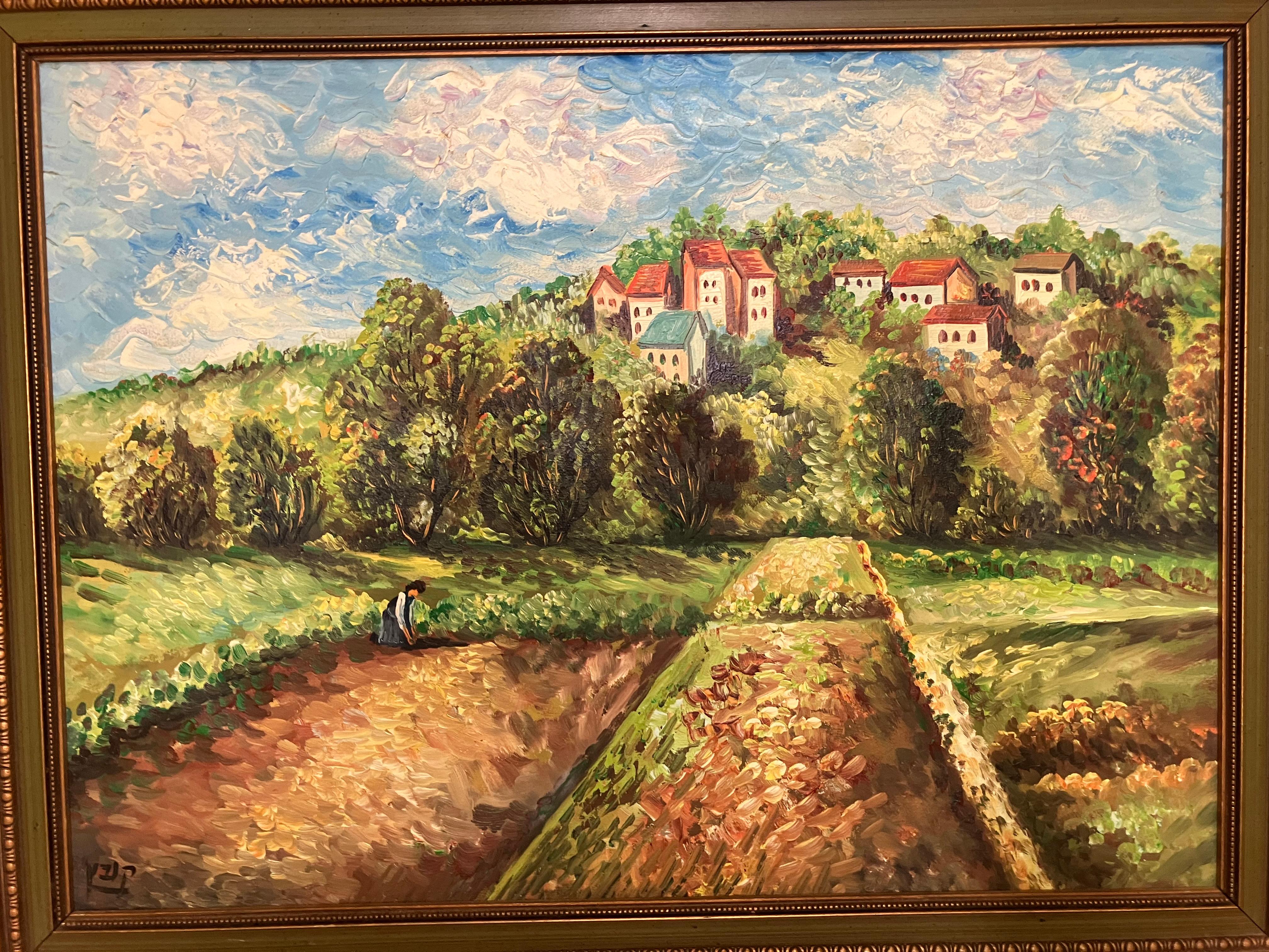 Landscape Painting Unknown - Kibboutz israélien