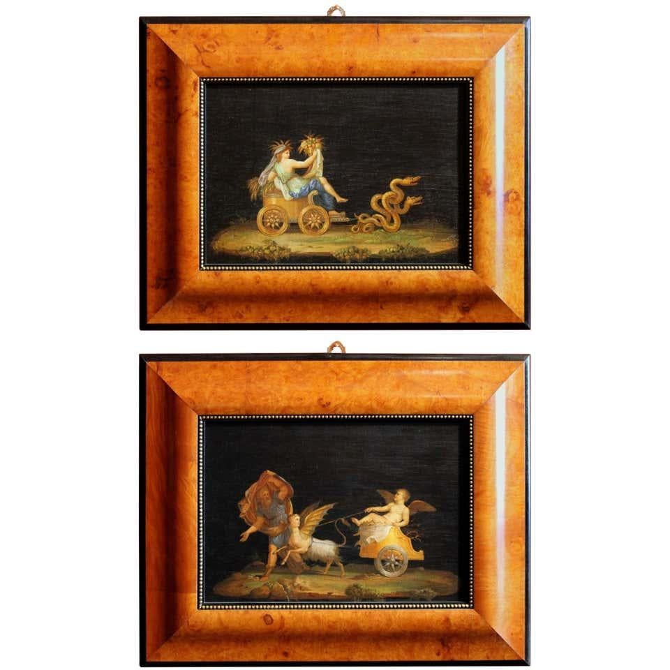 Unknown Figurative Painting - Italian Tempera on Wood Panels Mythological Paintings Michelangelo Maestri Style