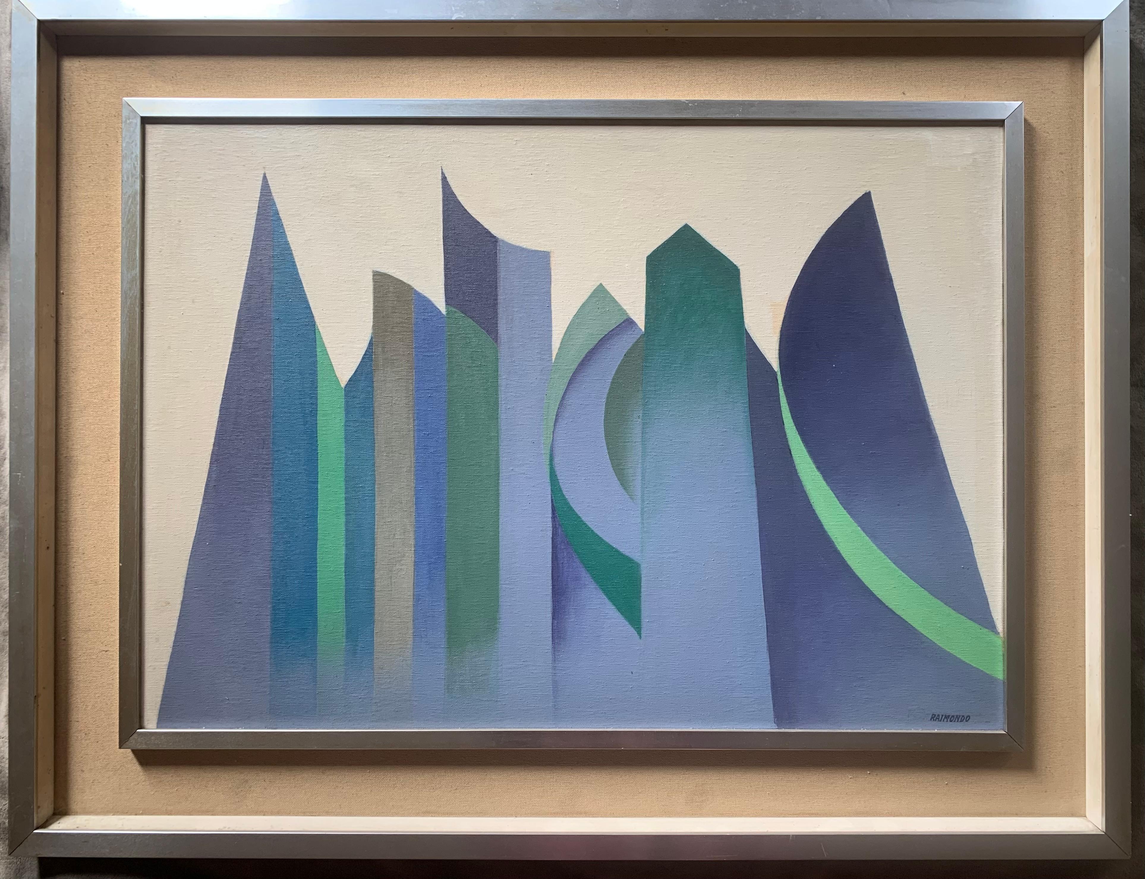Italian Abstract Cityscape with Towers. Circa 1970 For Sale 7