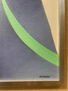 Paysage urbain abstrait italien avec tours. Circa 1970