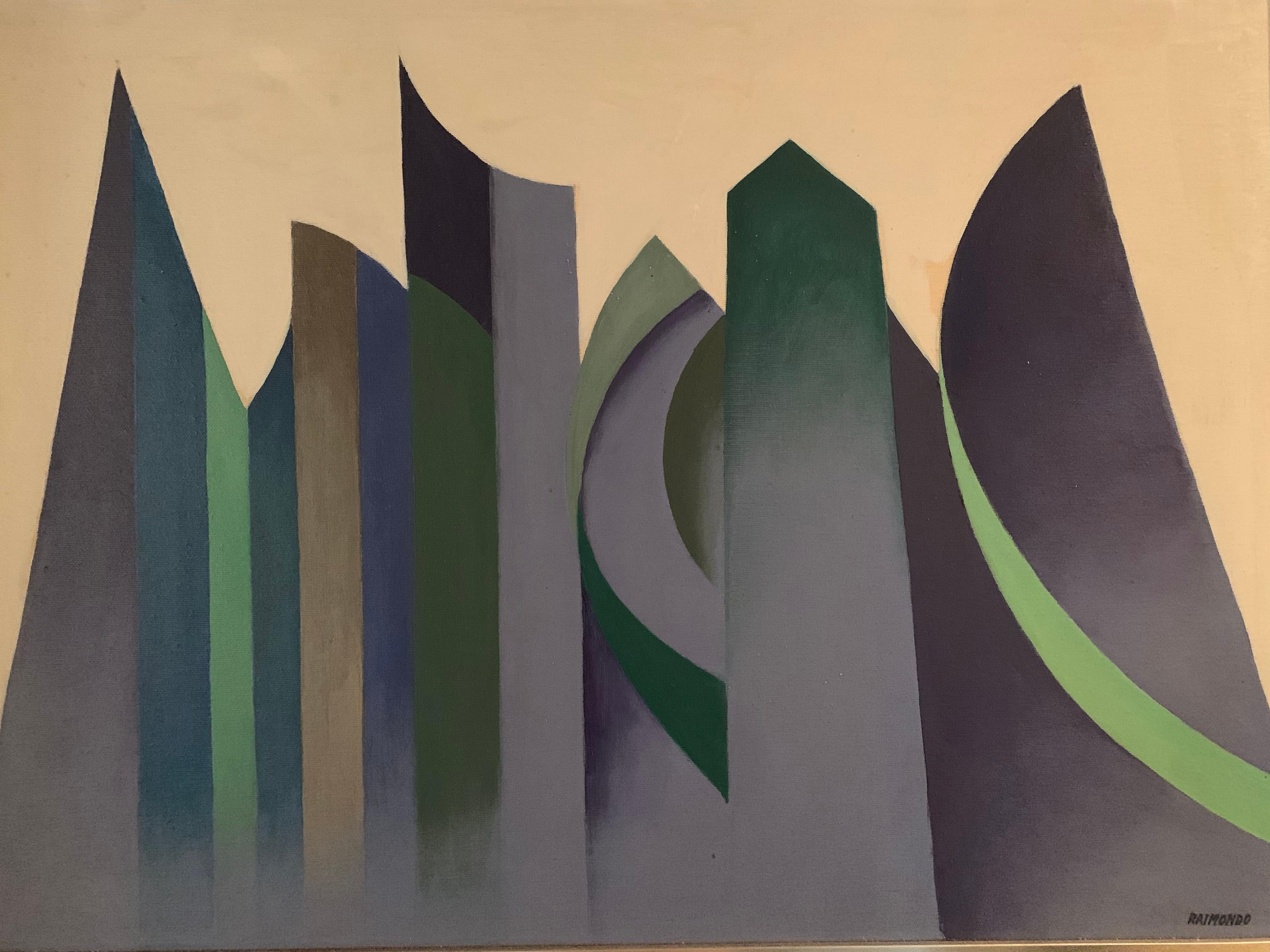 Italian Abstract Cityscape with Towers. Circa 1970 For Sale 4