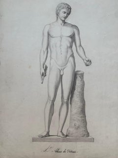 Dessin académique italien du 19e siècle : Adonis du Vatican