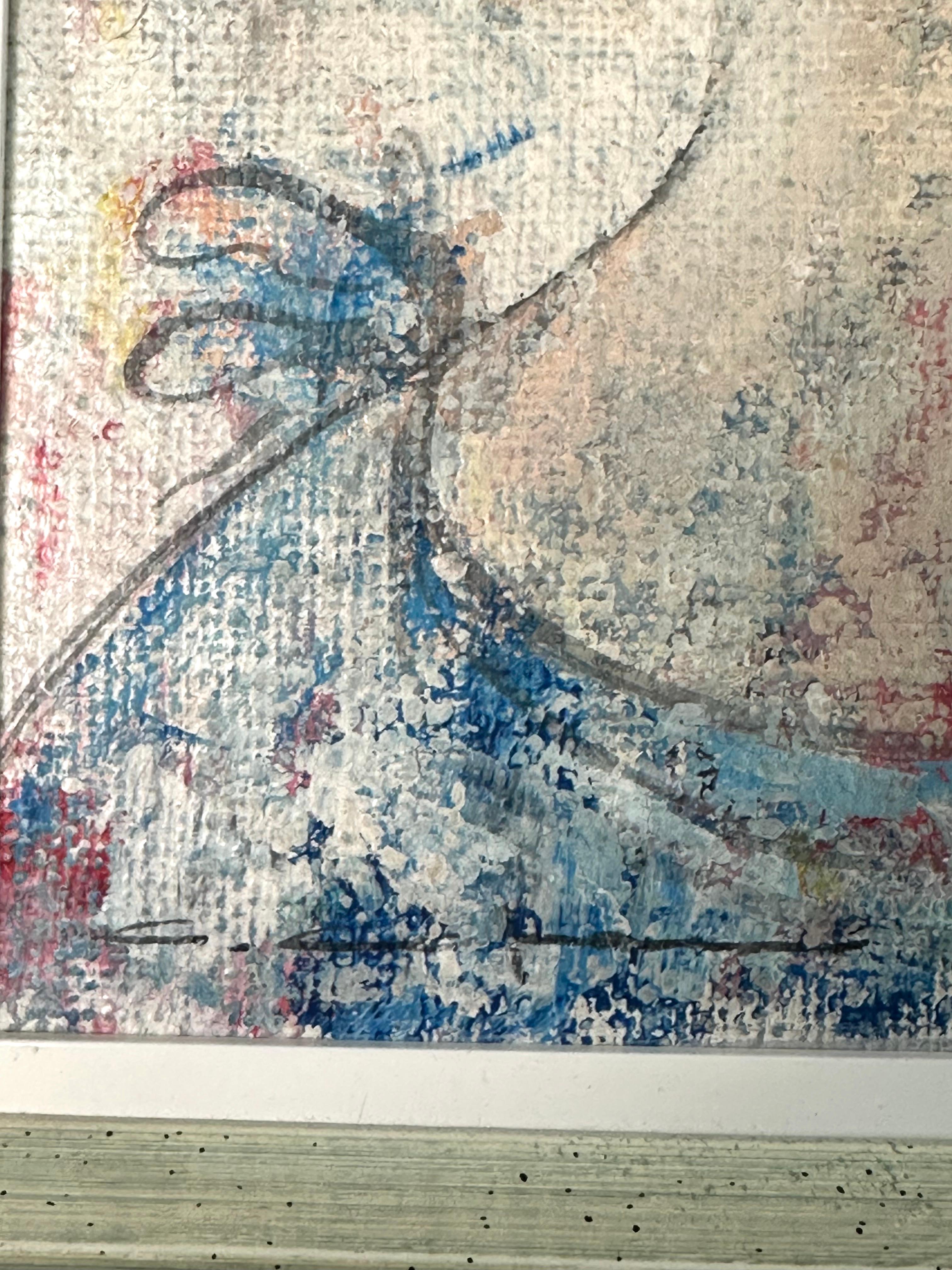 Italian ca. 1960's Beautiful Young Woman Portrait - Gray Portrait Painting by Unknown