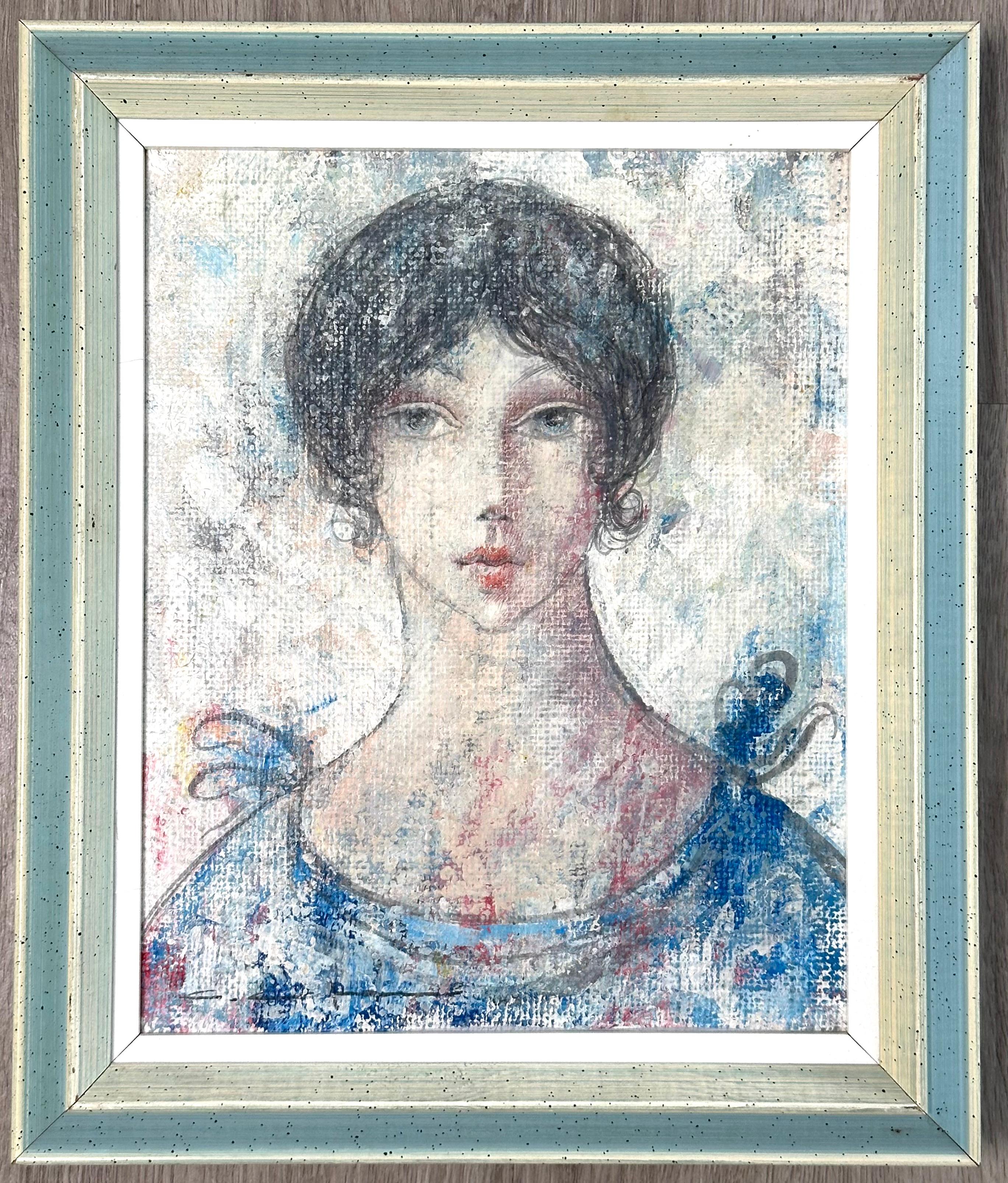 Unknown Portrait Painting - Italian ca. 1960's Beautiful Young Woman Portrait