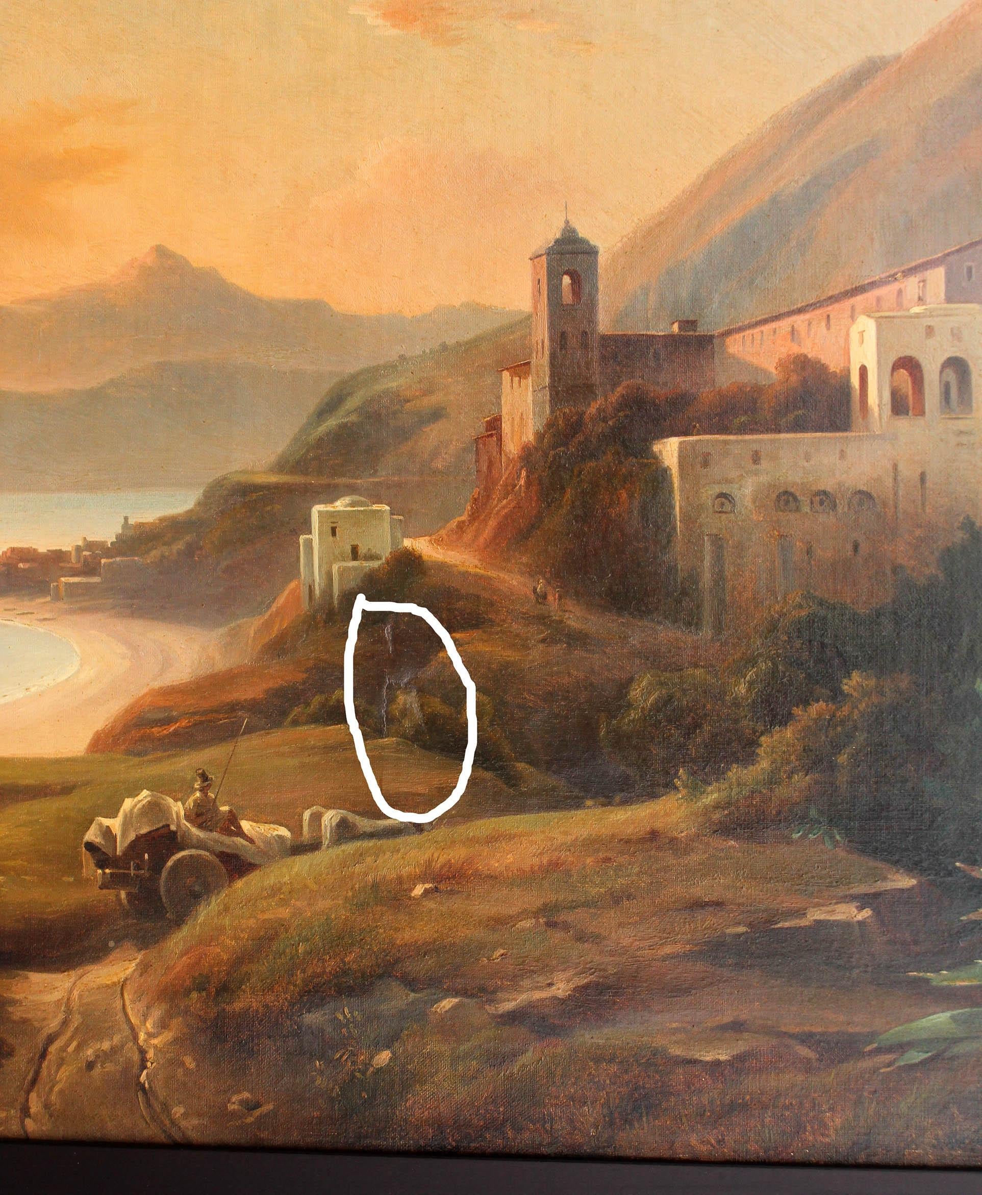 Italian Coast Large Luminist Painting 19th Century 2