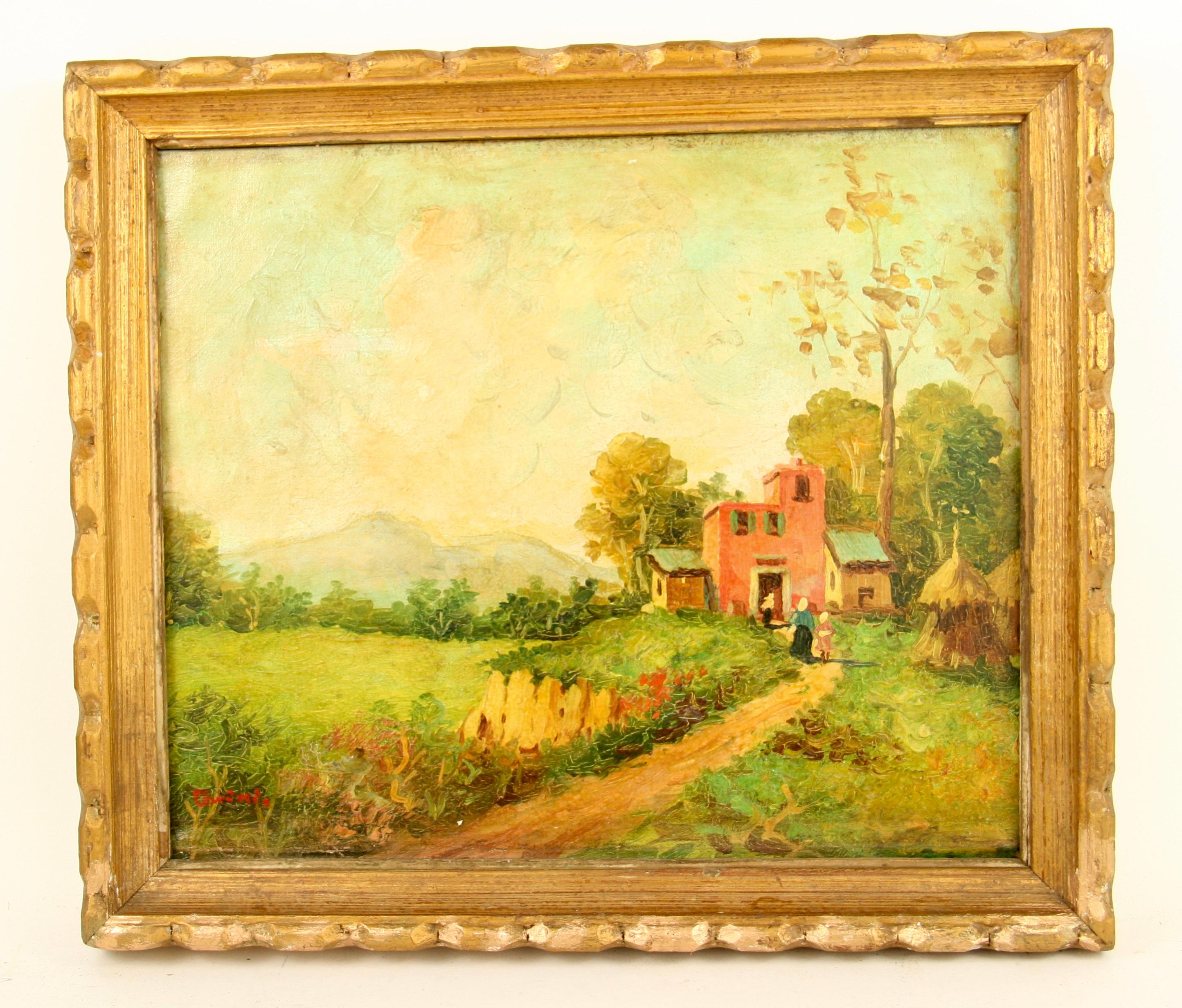 Unknown Landscape Painting - Impressionist Italian Countryside Landscape  Painting
