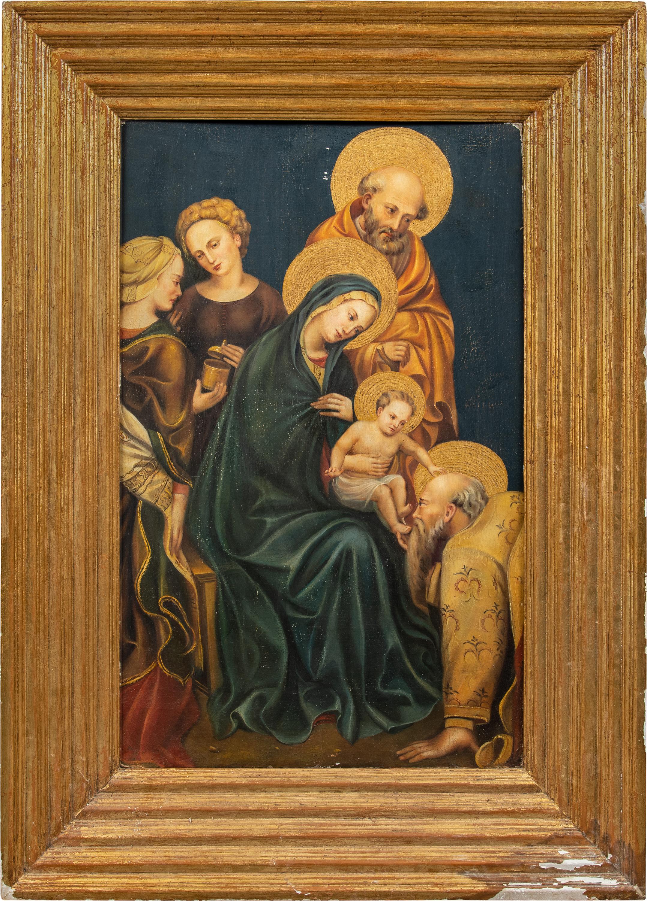 Peintre italien de style gothique - peinture de personnages du XIXe siècle - Vierge enfant