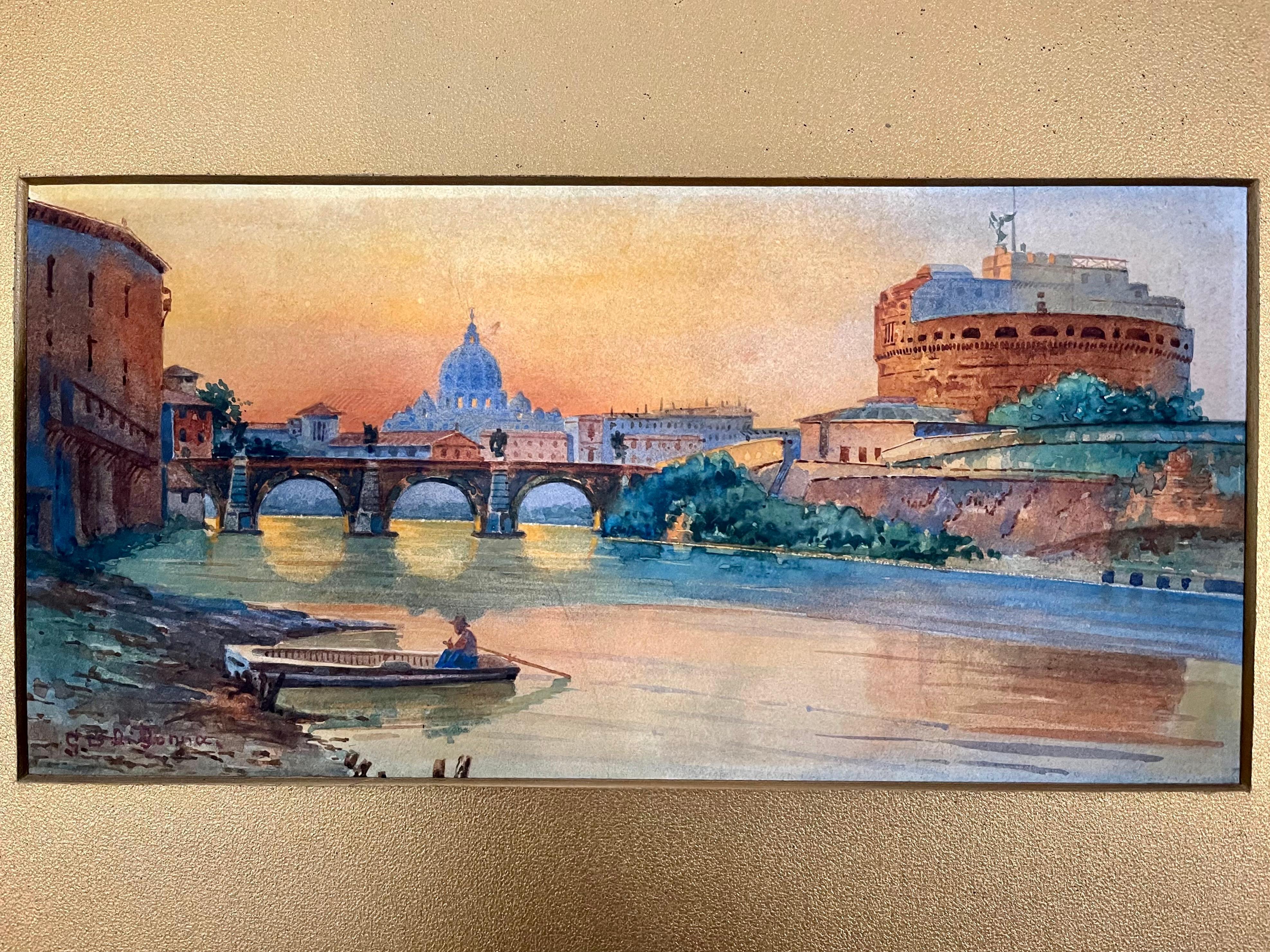 Italian Grand Tour Style Signed Landscape For Sale 1