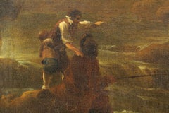 Italian Landscape Painting with Waterfall and Figures