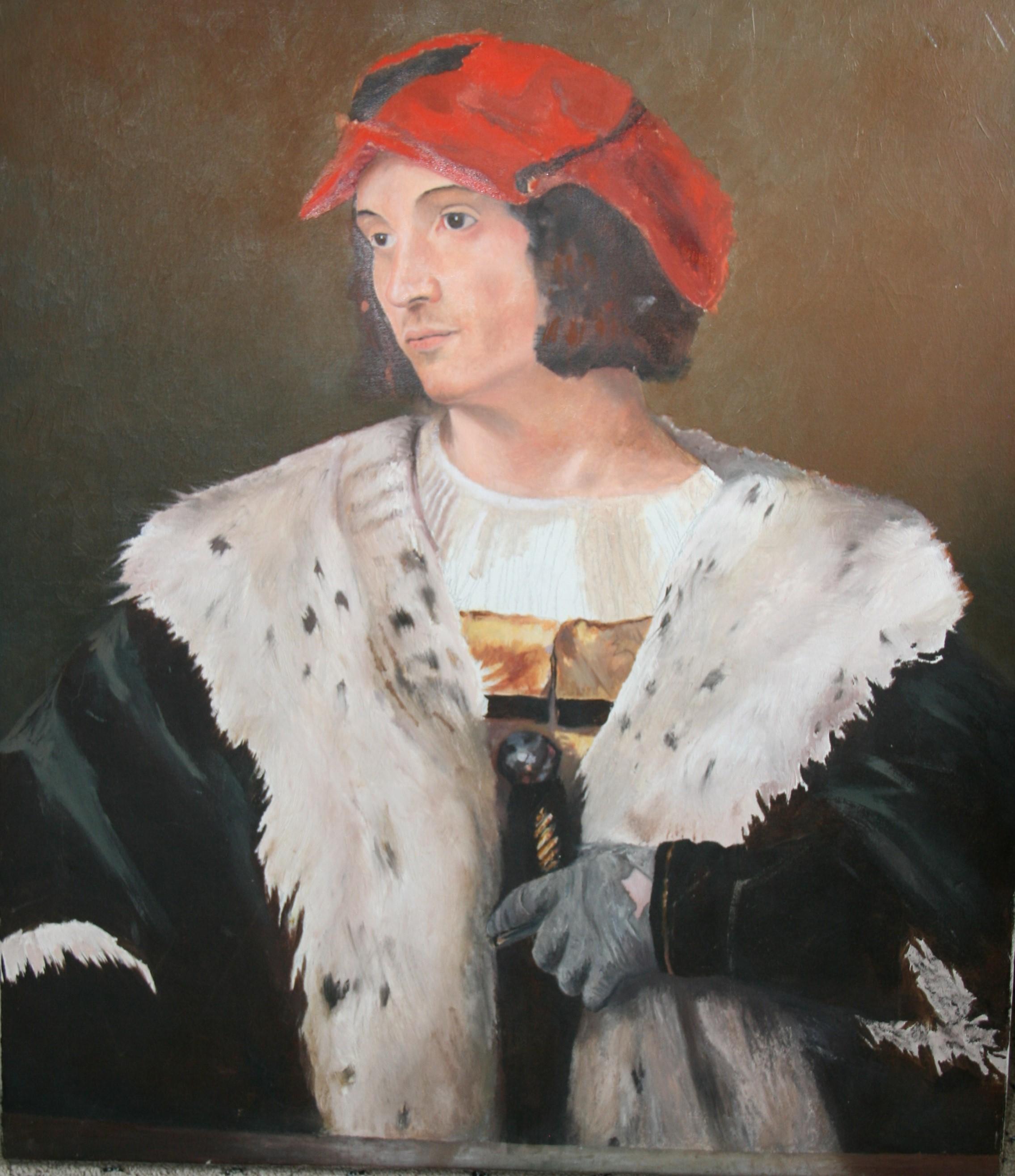 Italian Large Renaissance Nobleman Portrait  - Painting by Unknown