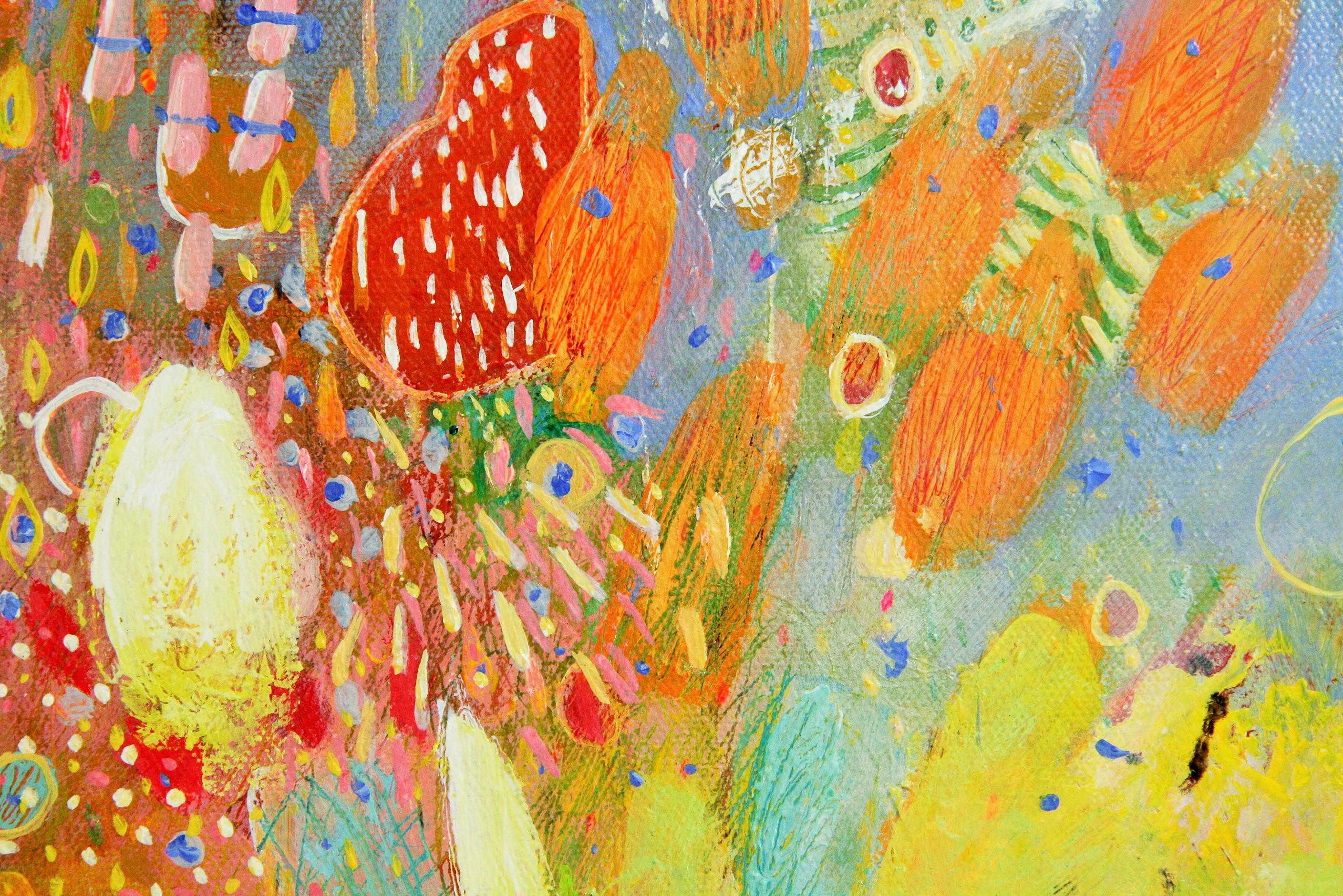 Italian Modern Straberries in the Garden by Neapolitan Artist P.Russo For Sale 3