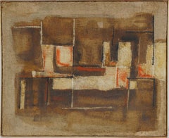 Italian Modernist Abstract Signed Original Oil Painting Geometric Futurist