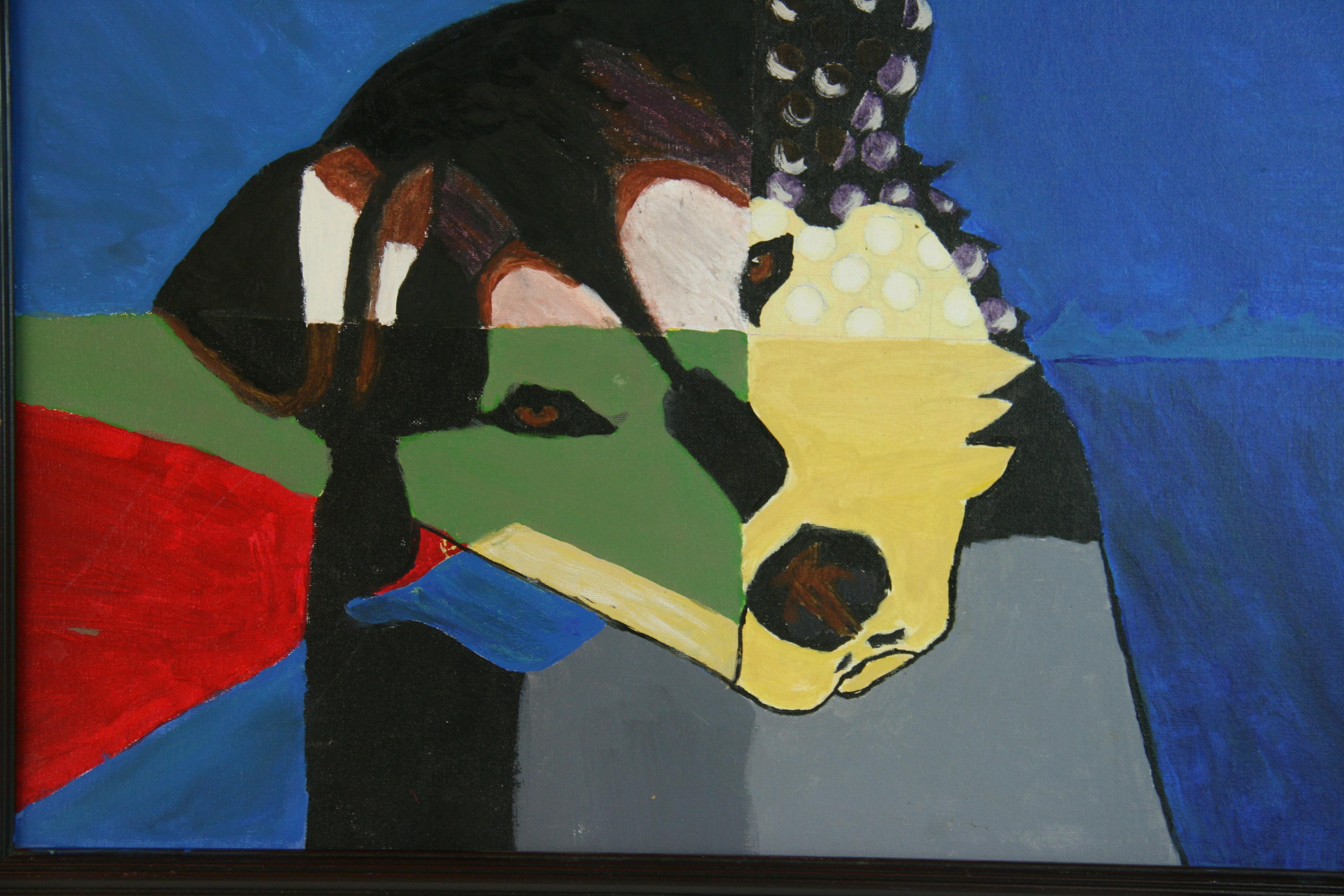 Pittura cubica di cane modernista italiano in vendita 1