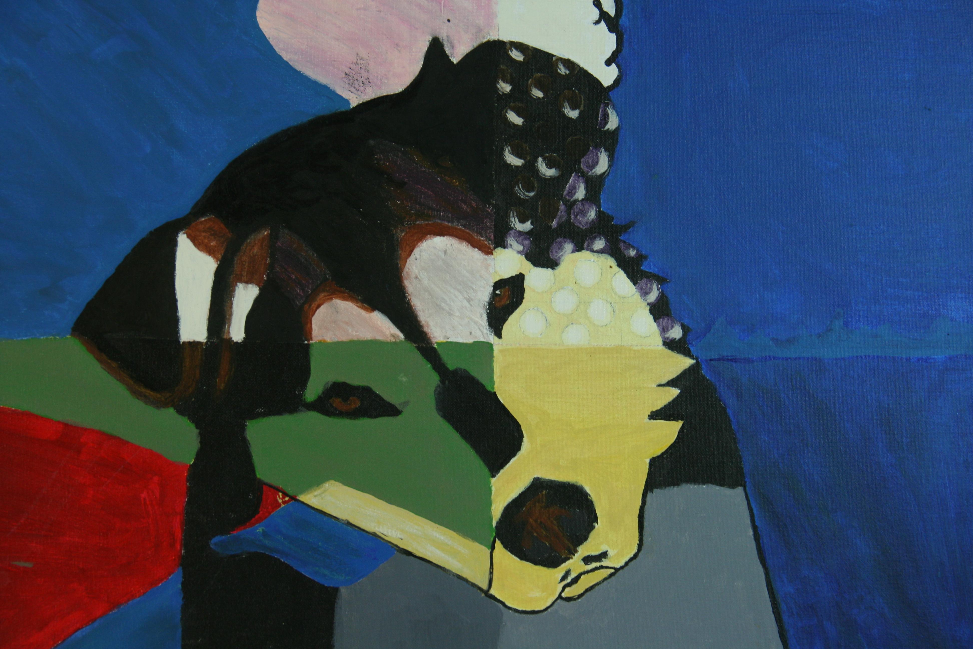 Pittura cubica di cane modernista italiano in vendita 2