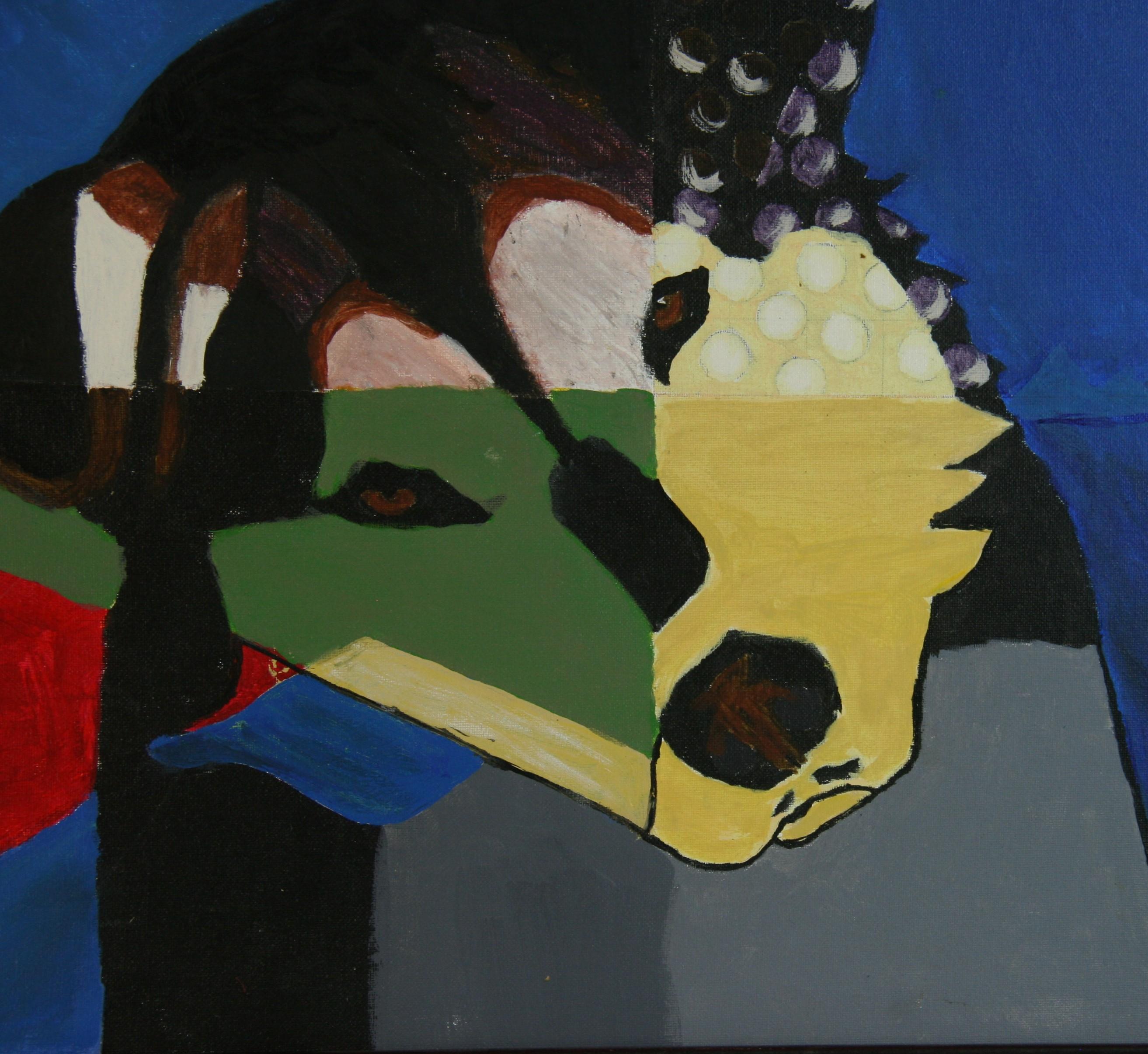 Pittura cubica di cane modernista italiano in vendita 3