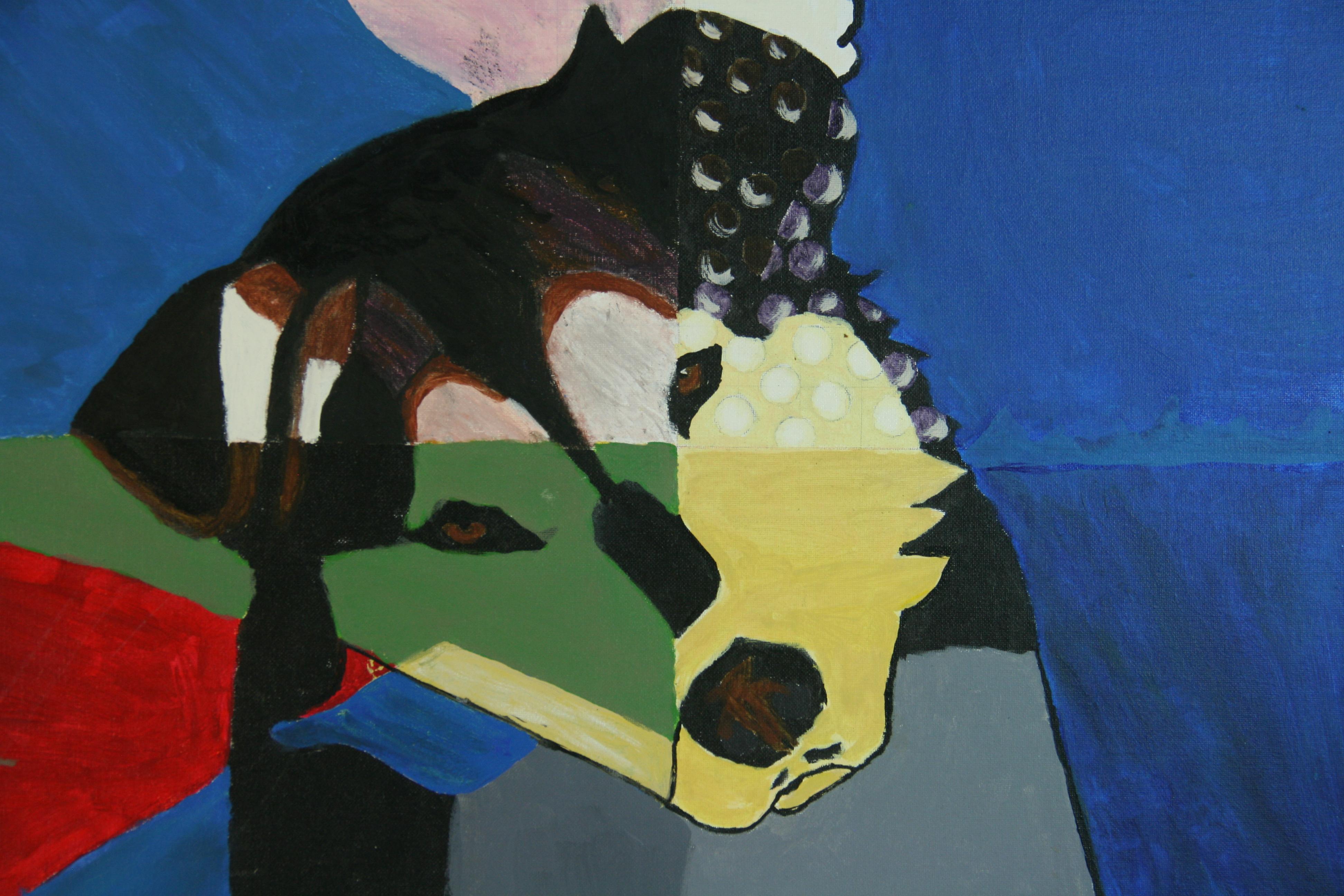 Pittura cubica di cane modernista italiano in vendita 4