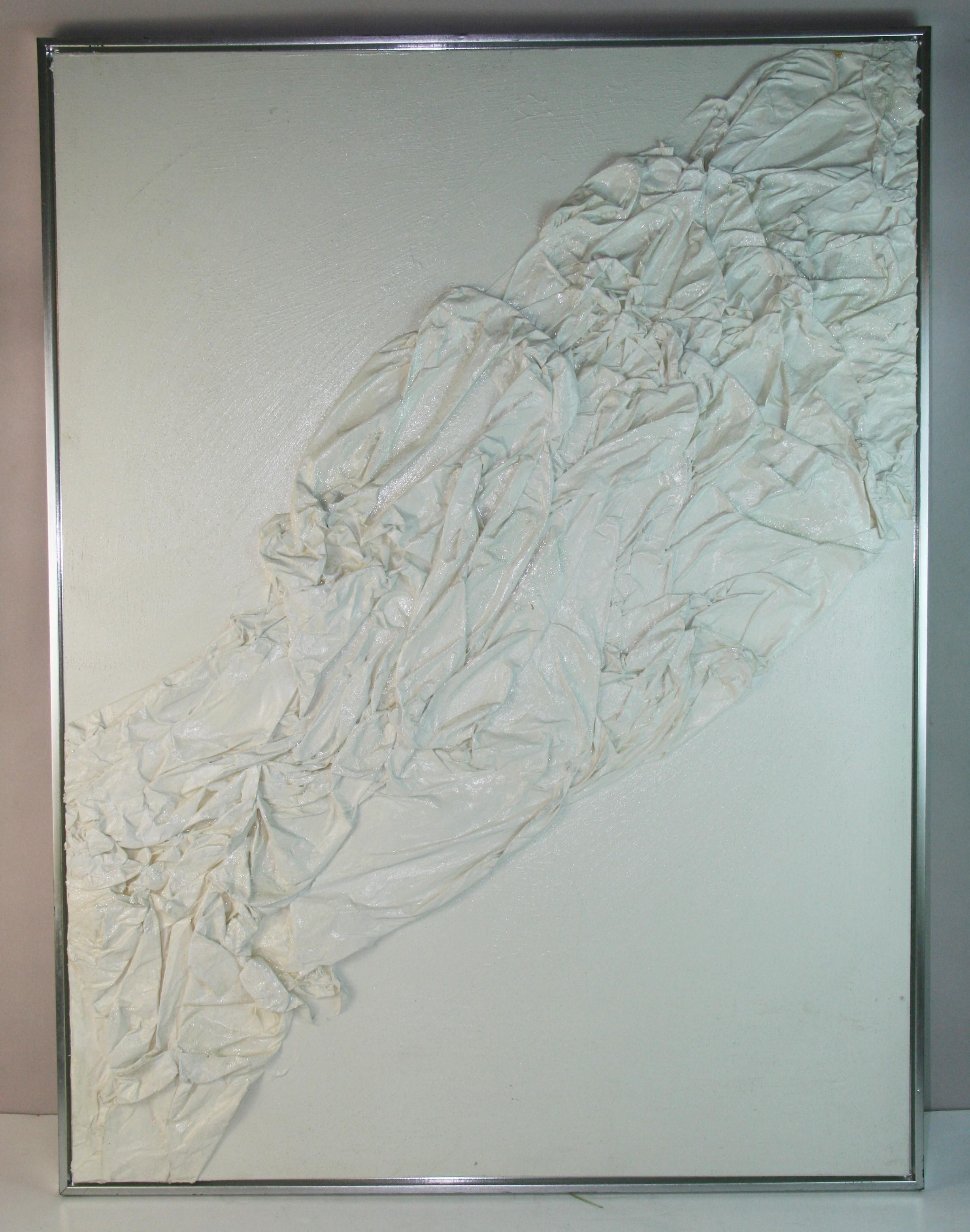 Italian Modernist White on White Composition #1, 1980s Framed Art