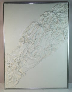 Italian Modernist White on White Composition #1, 1980s Framed Art