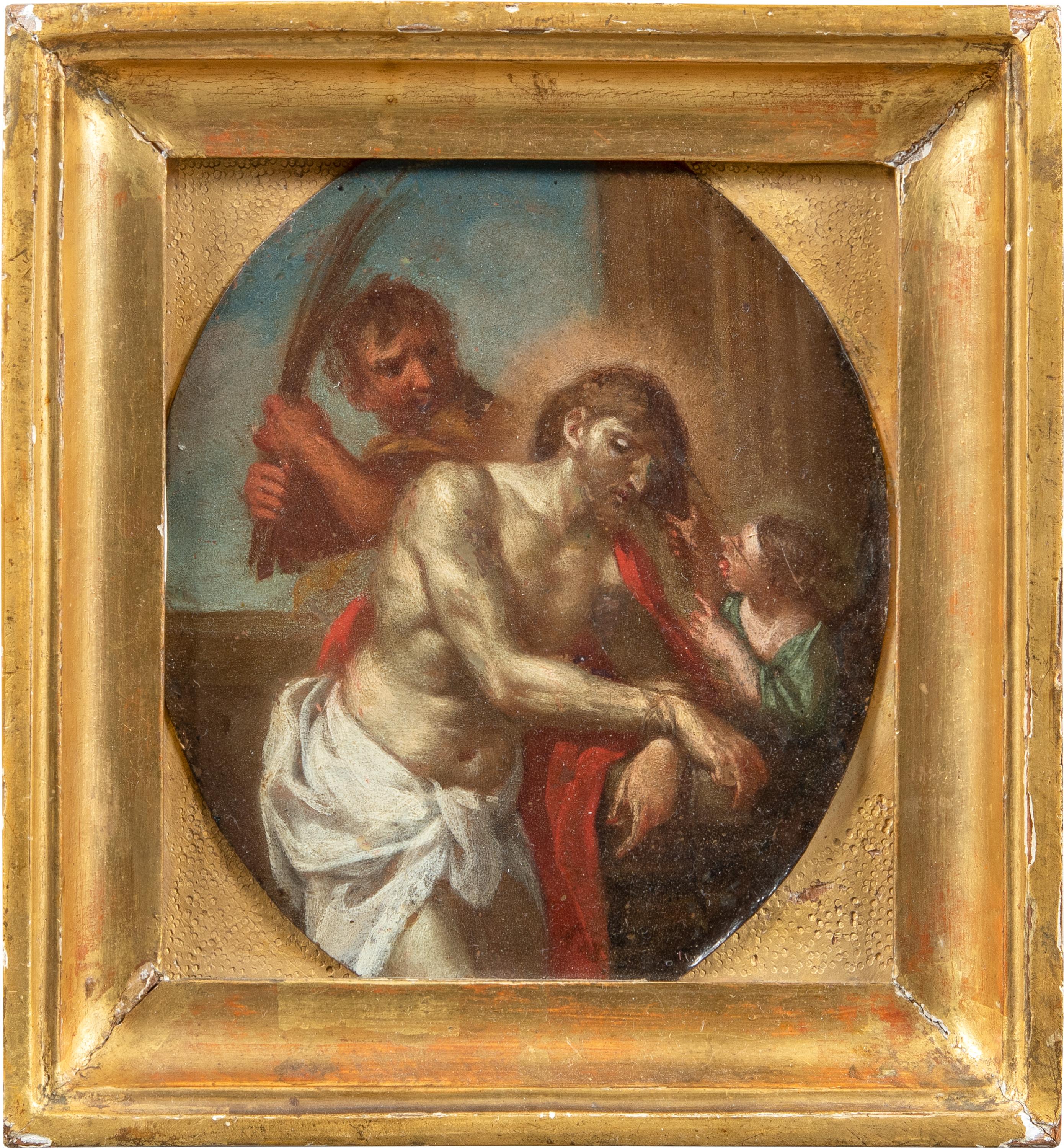 Unknown Figurative Painting - Italian painter (Copper plate) - 18th century figure painting - Flagellation