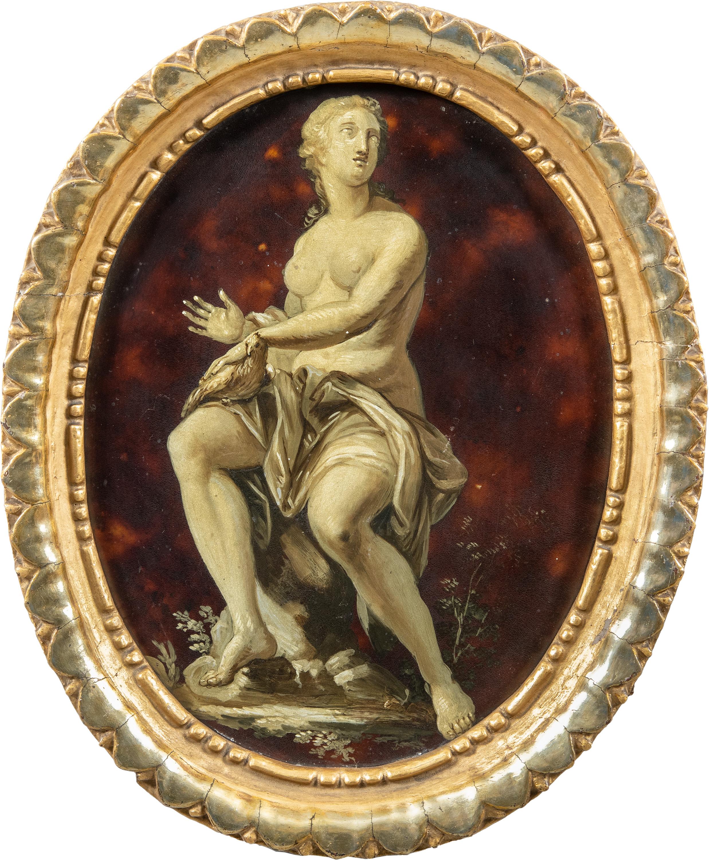 Unknown Figurative Painting - Italian painter - Late 18th century figure painting - Allegory of Peace - Metal
