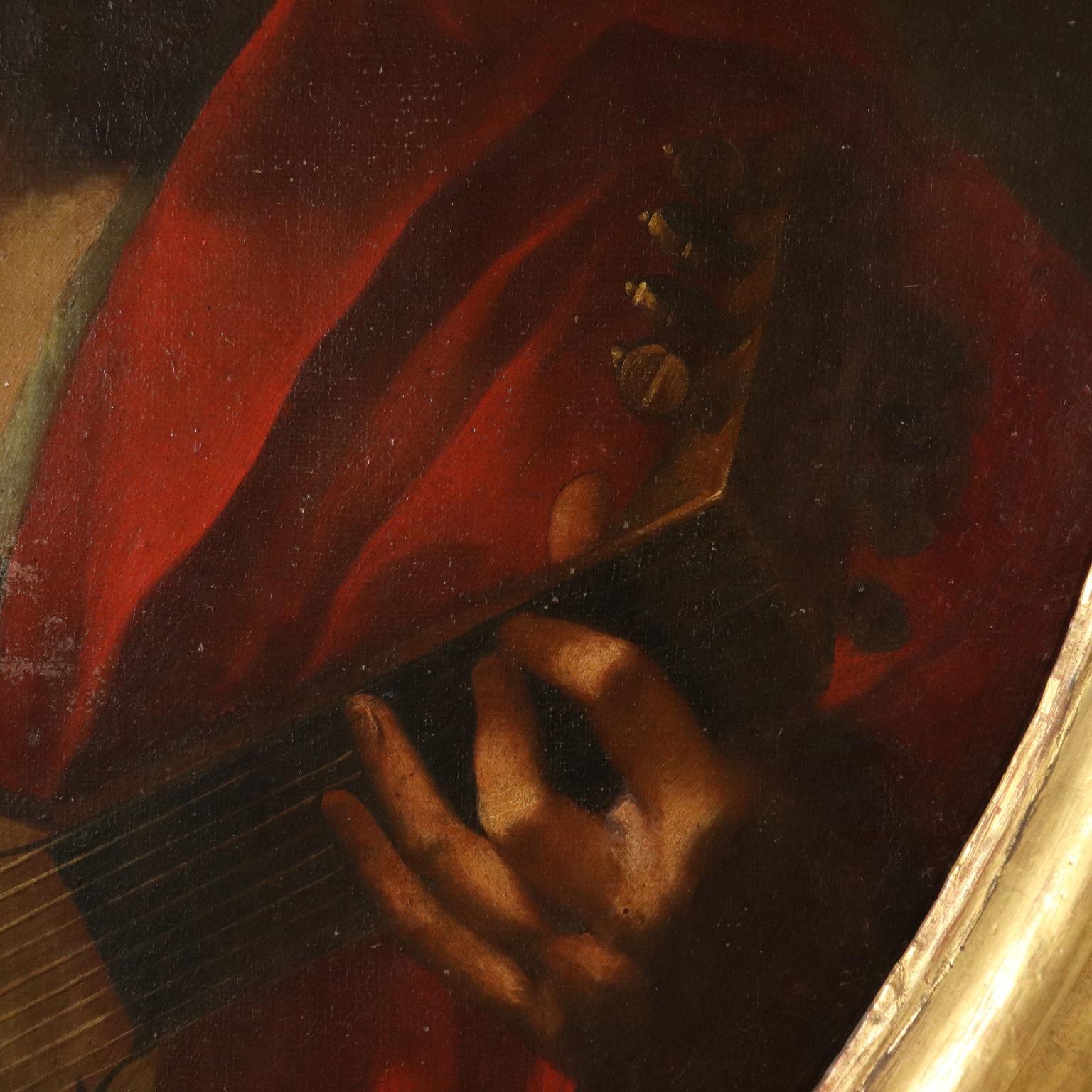 Italian Painting Lute Player 17th Century  2