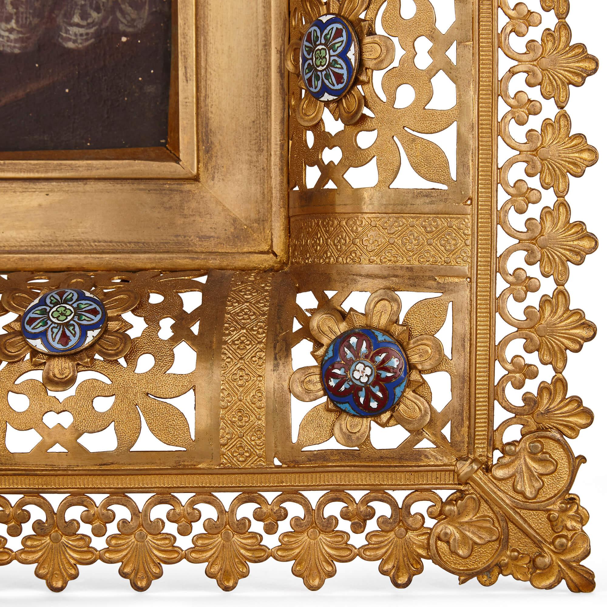 Cuadro italiano de Alfonso de Ligorio en marco neogótico francés
Italiano y francés, finales del siglo XVIII y XIX
Armazón: Altura 61cm, anchura 39cm, profundidad 6cm
Panel: Alto 28 cm, ancho 22 cm, profundidad 0,5 cm

Este hermoso óleo devocional