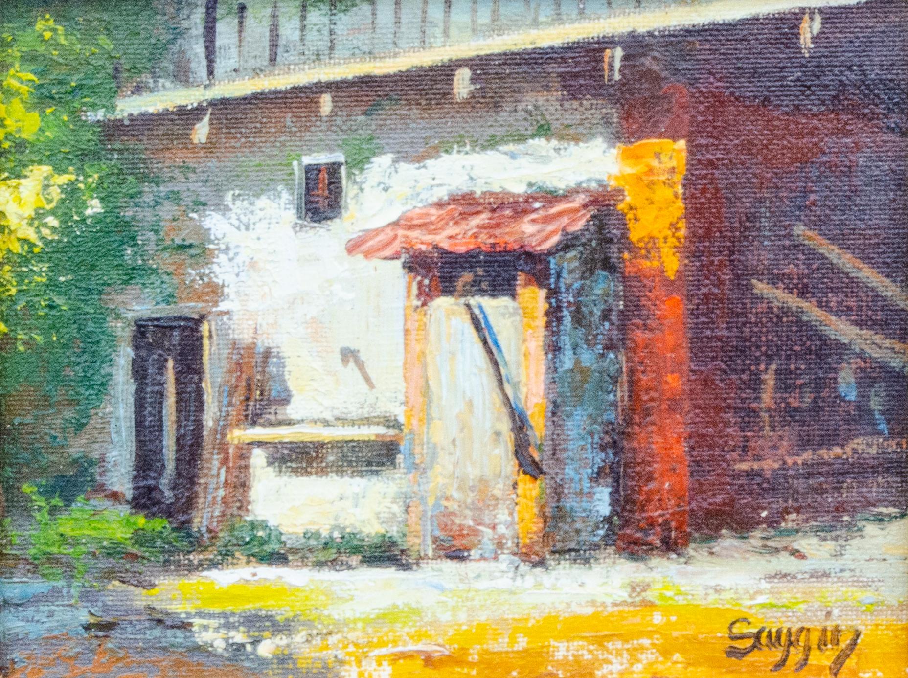 Pintura italiana de Vecchio Cortile, firmada 