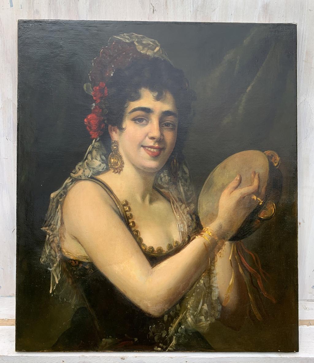 Peintre réaliste italien - Fin du 19e siècle, peinture de personnages - Dame dansante  - Painting de Unknown