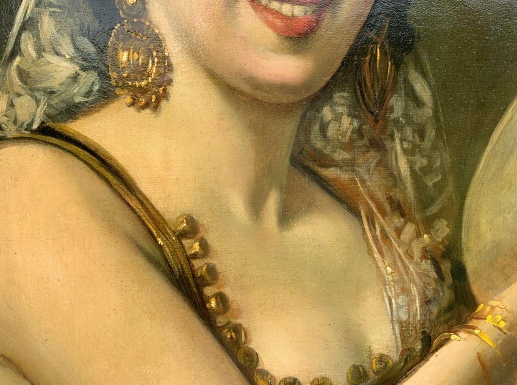 Peintre réaliste italien - Fin du 19e siècle, peinture de personnages - Dame dansante  - Réalisme Painting par Unknown
